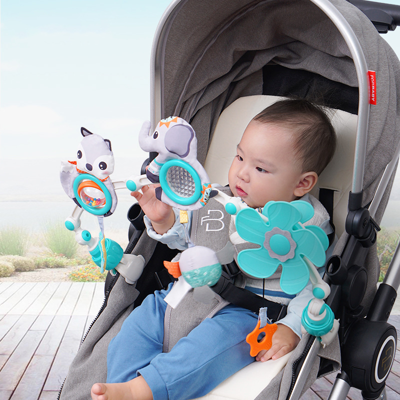 (deer 999) Baby Stroller Arch Toy Baby Crib Mobile Musical Animal Foldable Travel Car Seat Activity Bouncers Pram for Newborn Sensory Toy