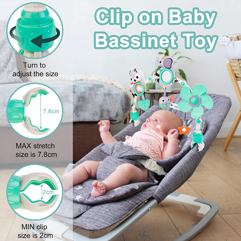 (deer 999) Baby Stroller Arch Toy Baby Crib Mobile Musical Animal Foldable Travel Car Seat Activity Bouncers Pram for Newborn Sensory Toy