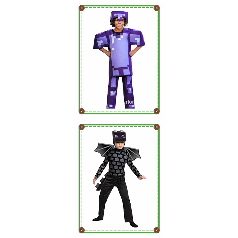 (L) Amethyst Armor Minecraft Cosplay Outfit Mc Halloween Costume For Kids Performance Wear