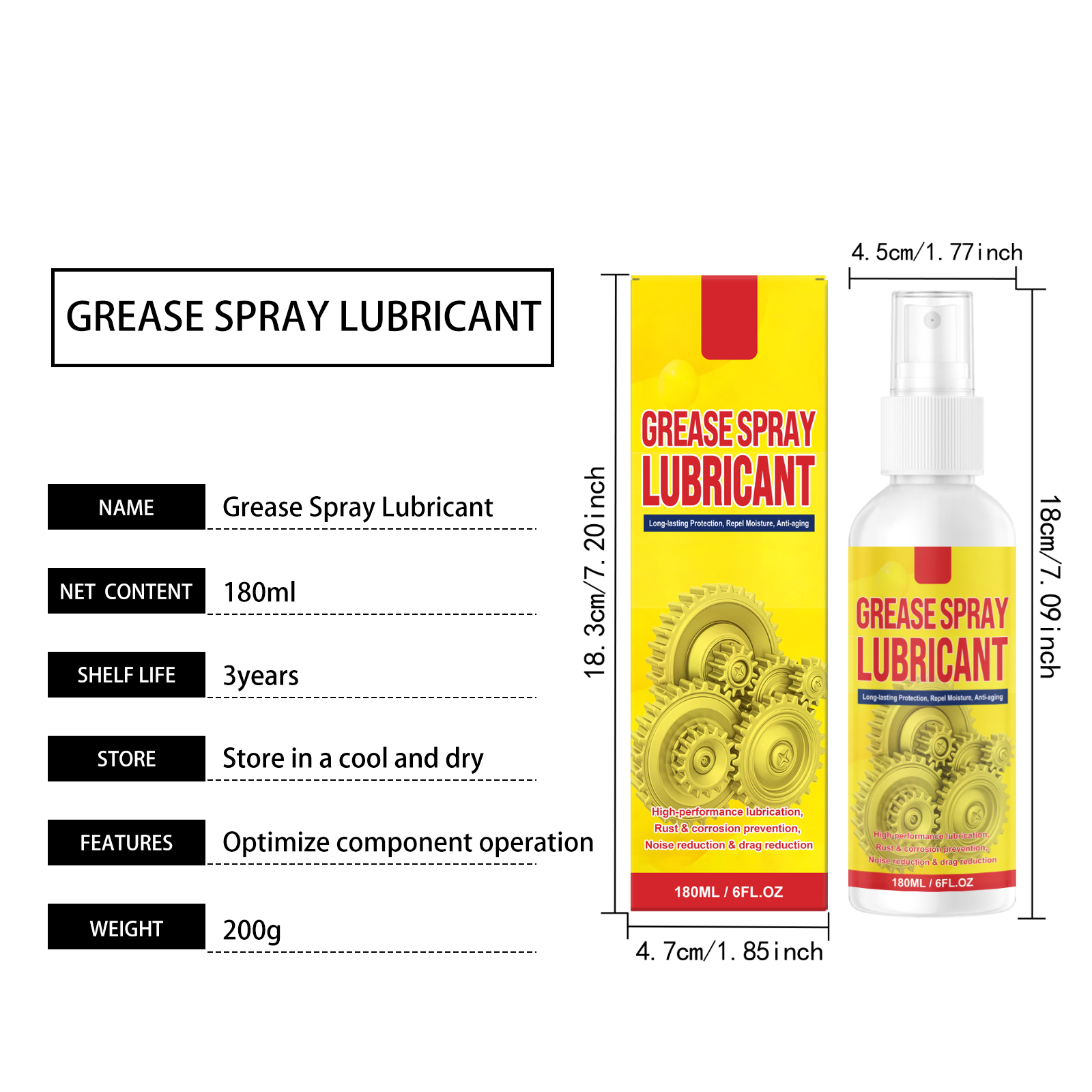Rust Removing Lubricating Spray Multipurpose Industrial Household Mechanical Equipment Maintenance Care Agent For Metal Surface Daily Hardware Upkeep