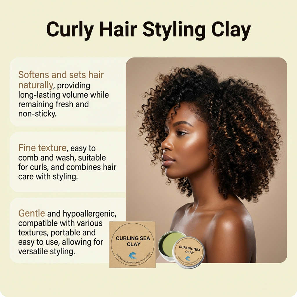 Curly Hair Styling Clay Natural Hold Fluffy Light Daily Care Modeling Cream Create Curly Hairstyle For Daily Use