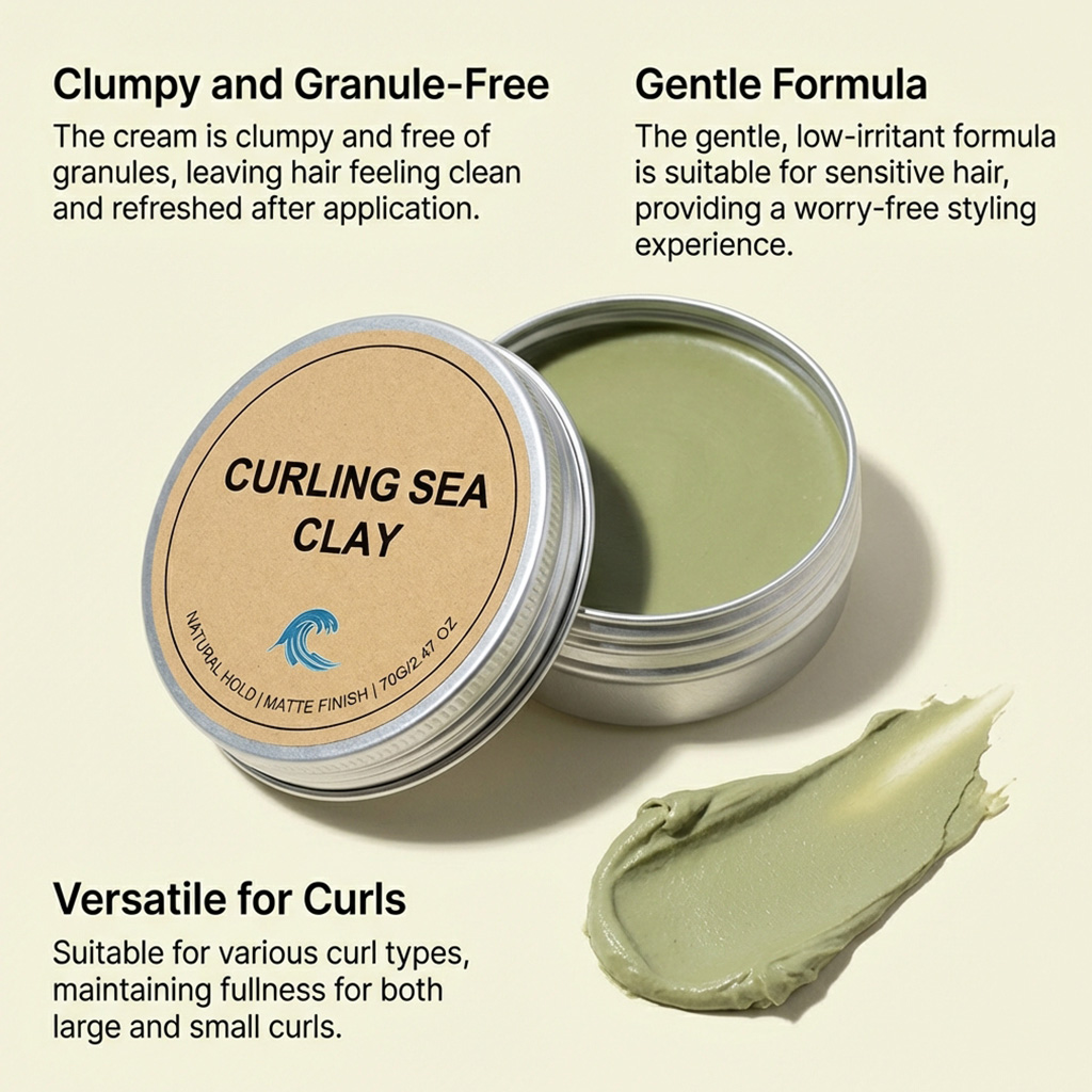 Curly Hair Styling Clay Natural Hold Fluffy Light Daily Care Modeling Cream Create Curly Hairstyle For Daily Use