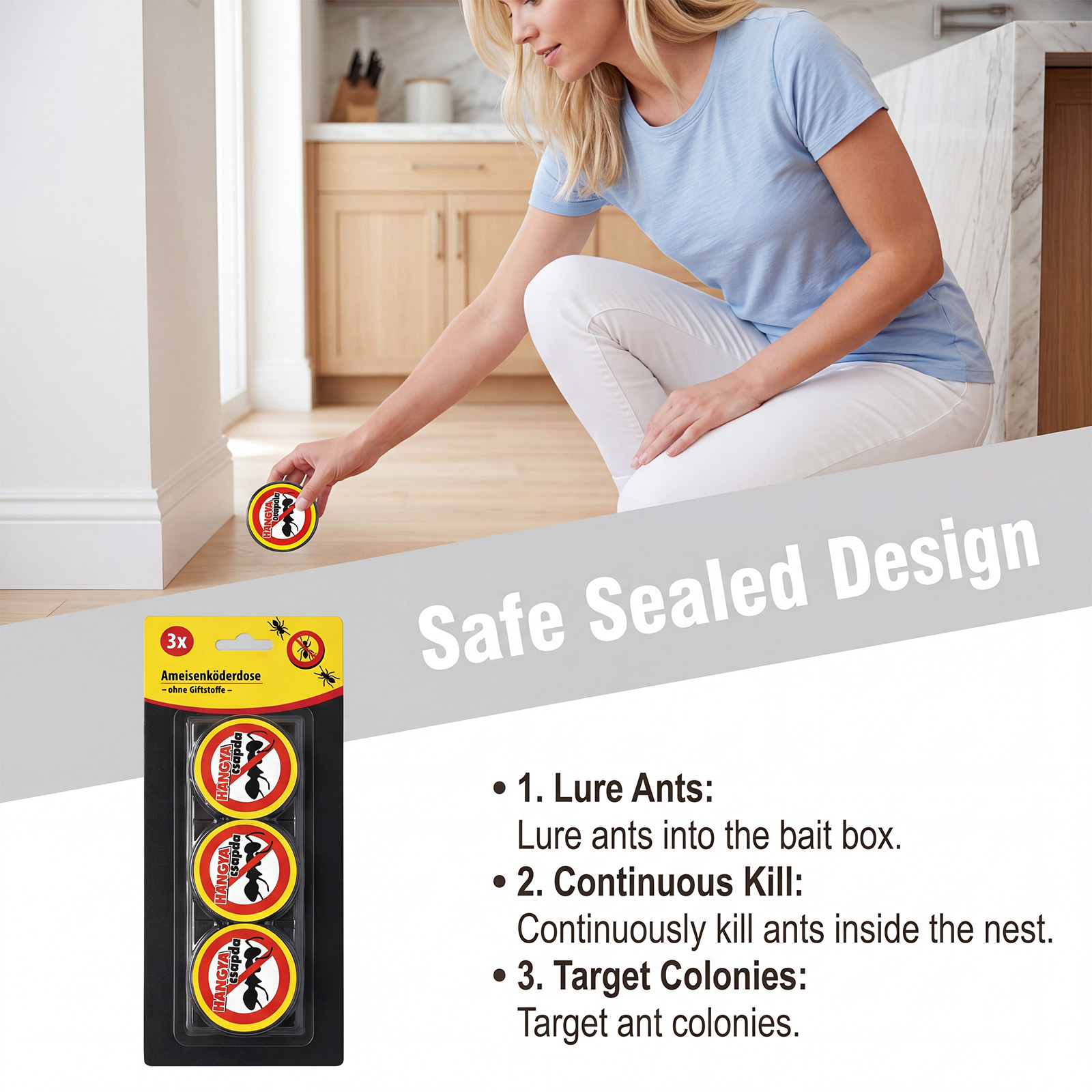 Ant Trap Box Household Powerful Ant Elimination Tool Whole Nest Pest Catcher Indoor Kitchen Washroom