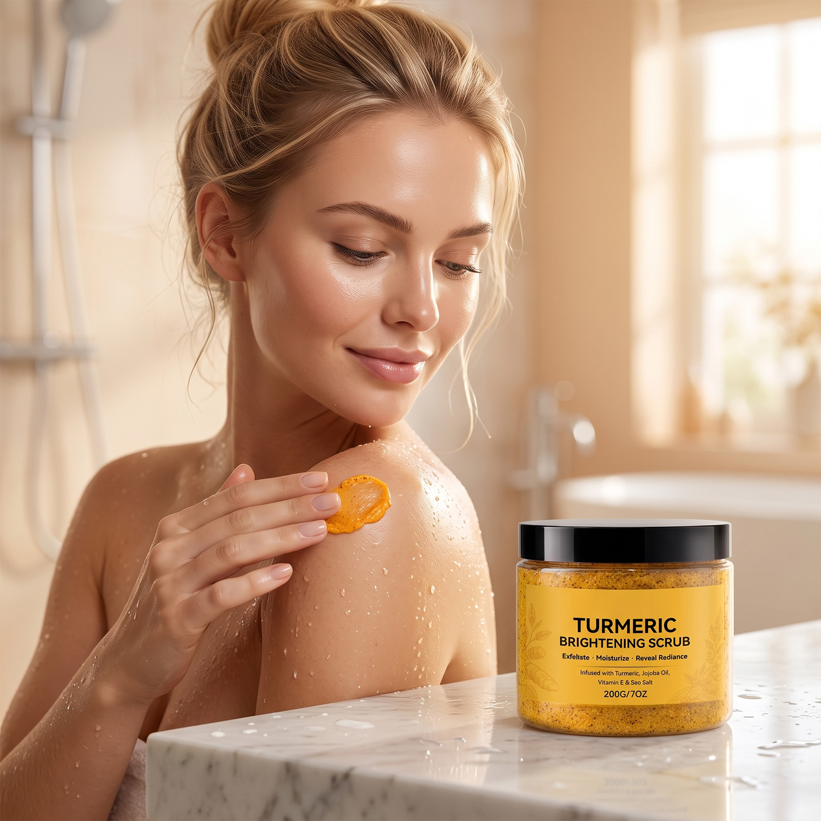 Turmeric Body Scrub Exfoliating Cleansing Moisturizing Delicate Refreshing Smooth Soft Skin Pore Care