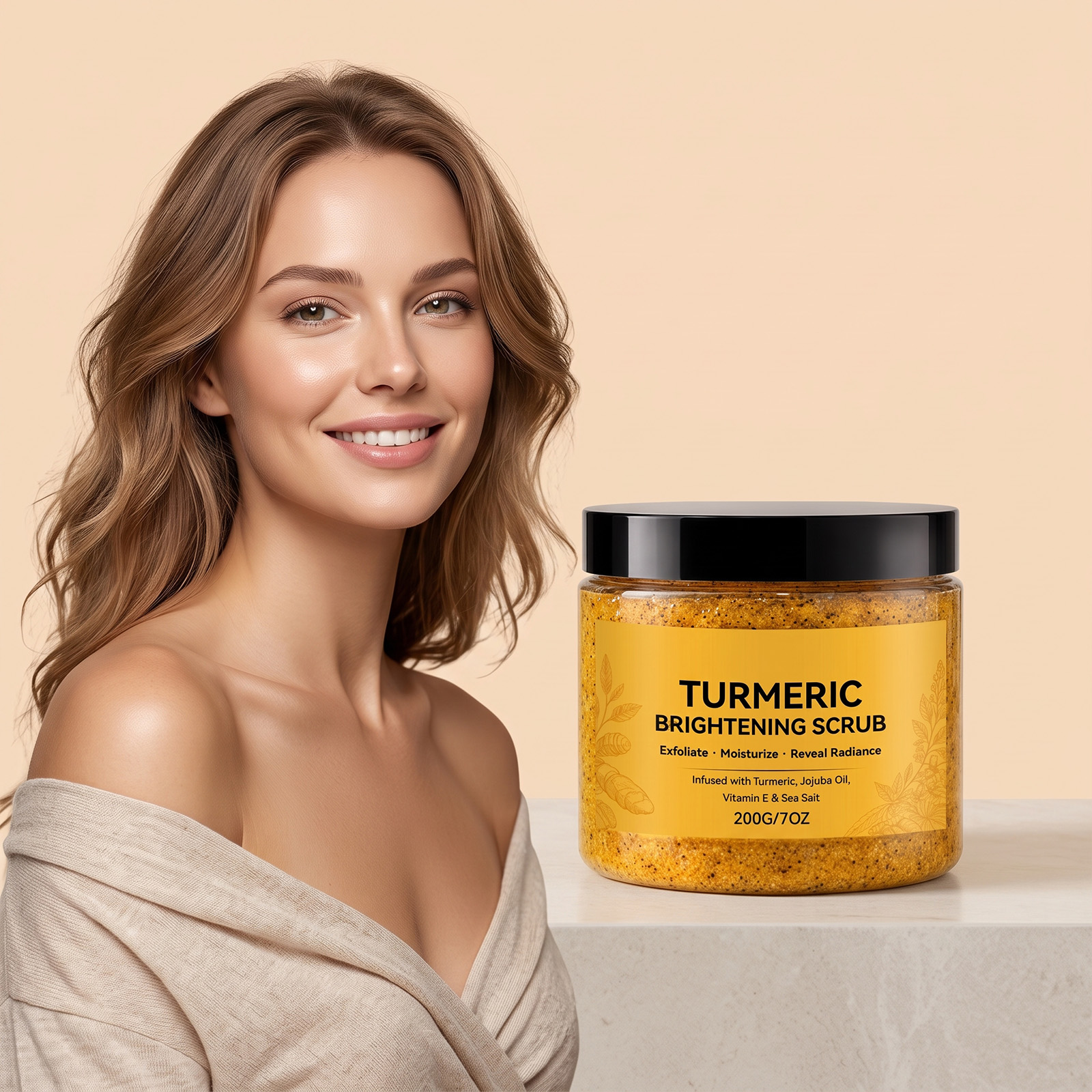 Turmeric Body Scrub Exfoliating Cleansing Moisturizing Delicate Refreshing Smooth Soft Skin Pore Care
