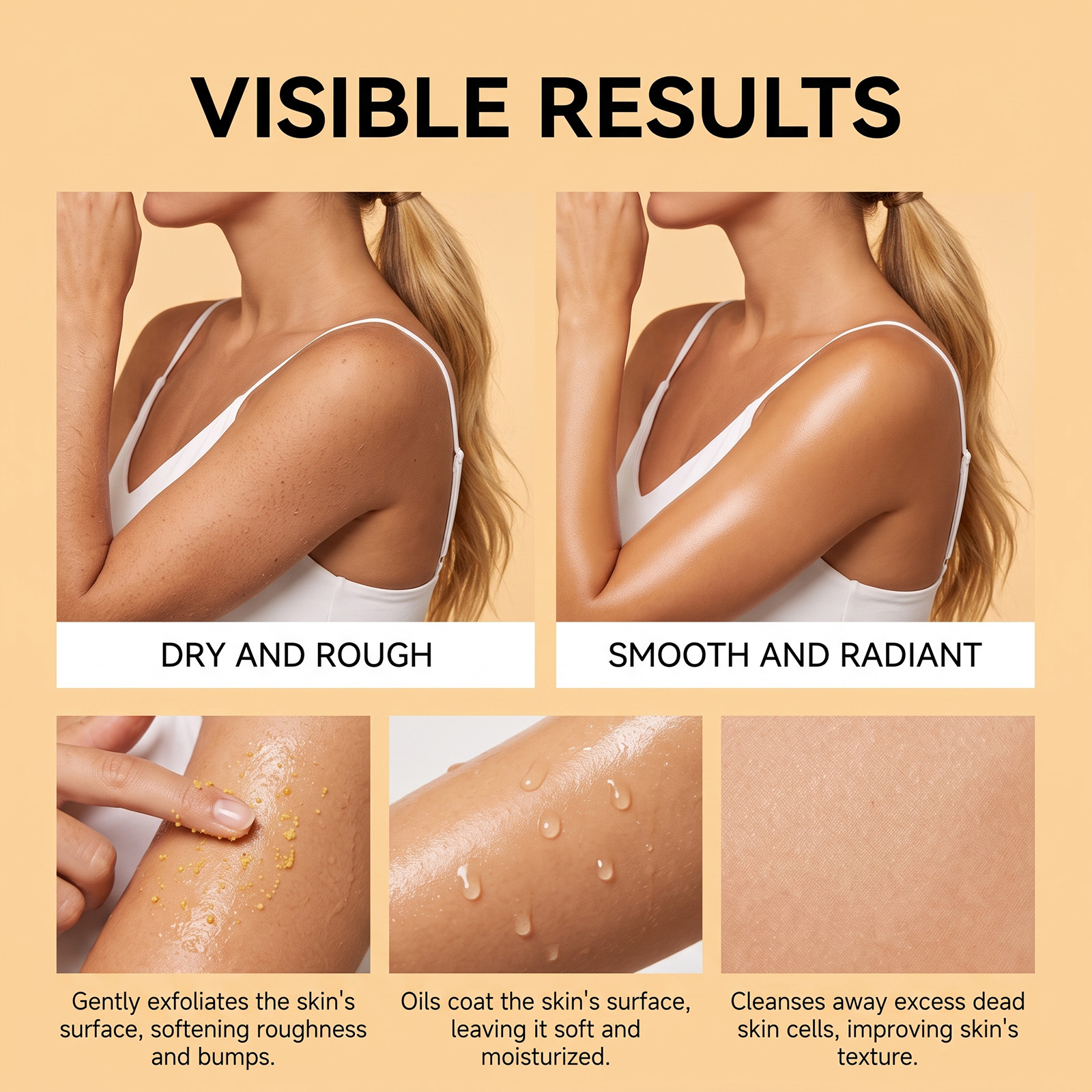 Turmeric Body Scrub Exfoliating Cleansing Moisturizing Delicate Refreshing Smooth Soft Skin Pore Care