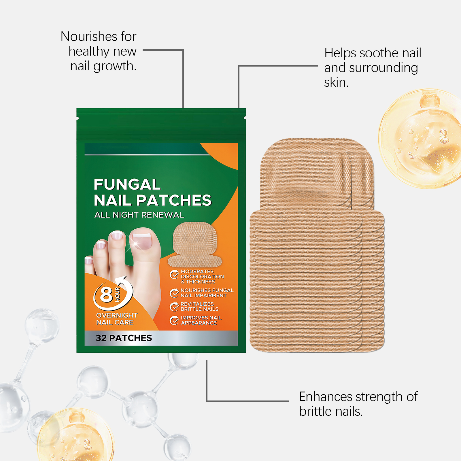 Nail Care Patches Herbal Essence Mild Nonwoven Fabric Fit Comfort Daily Foot Nail Treatment