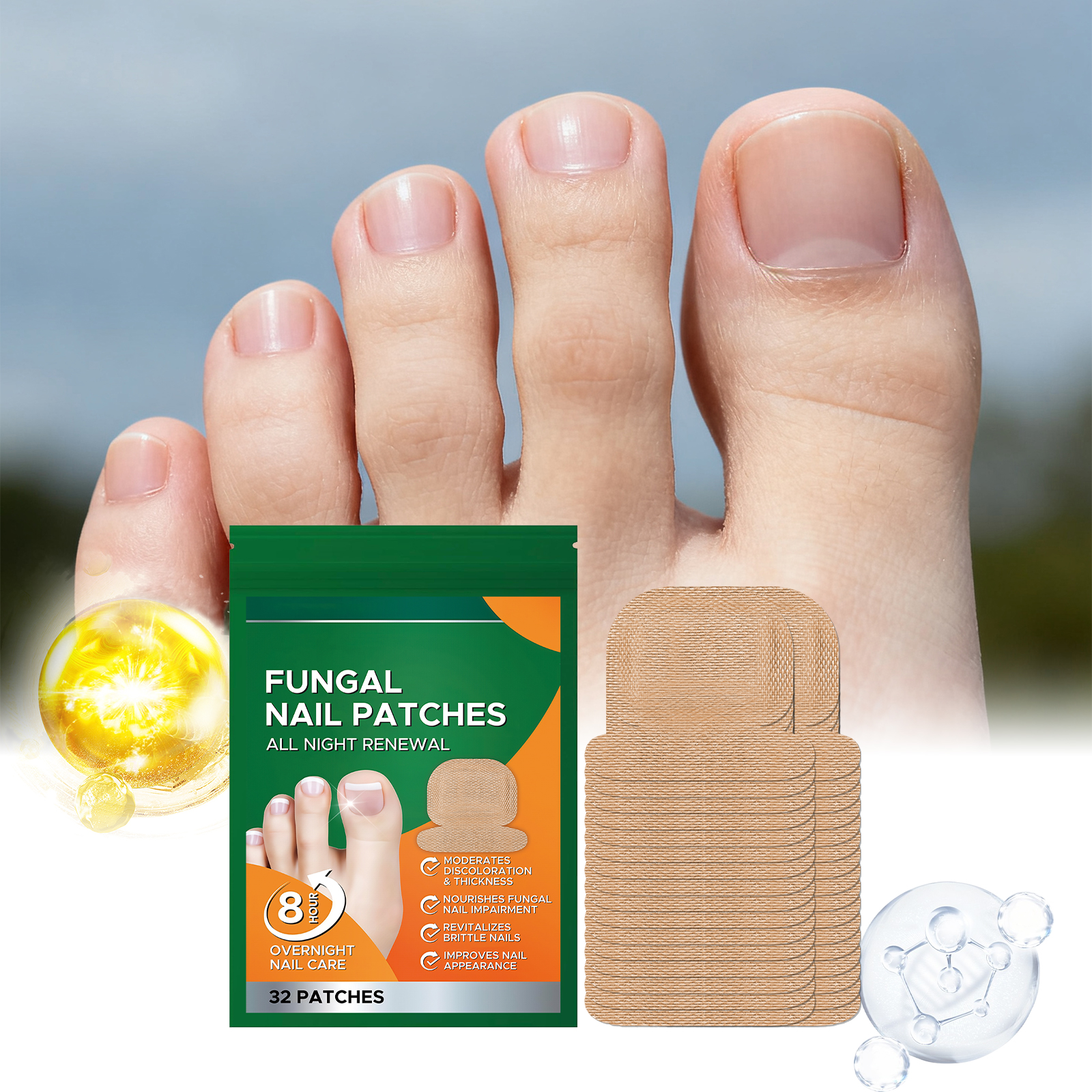 Nail Care Patches Herbal Essence Mild Nonwoven Fabric Fit Comfort Daily Foot Nail Treatment