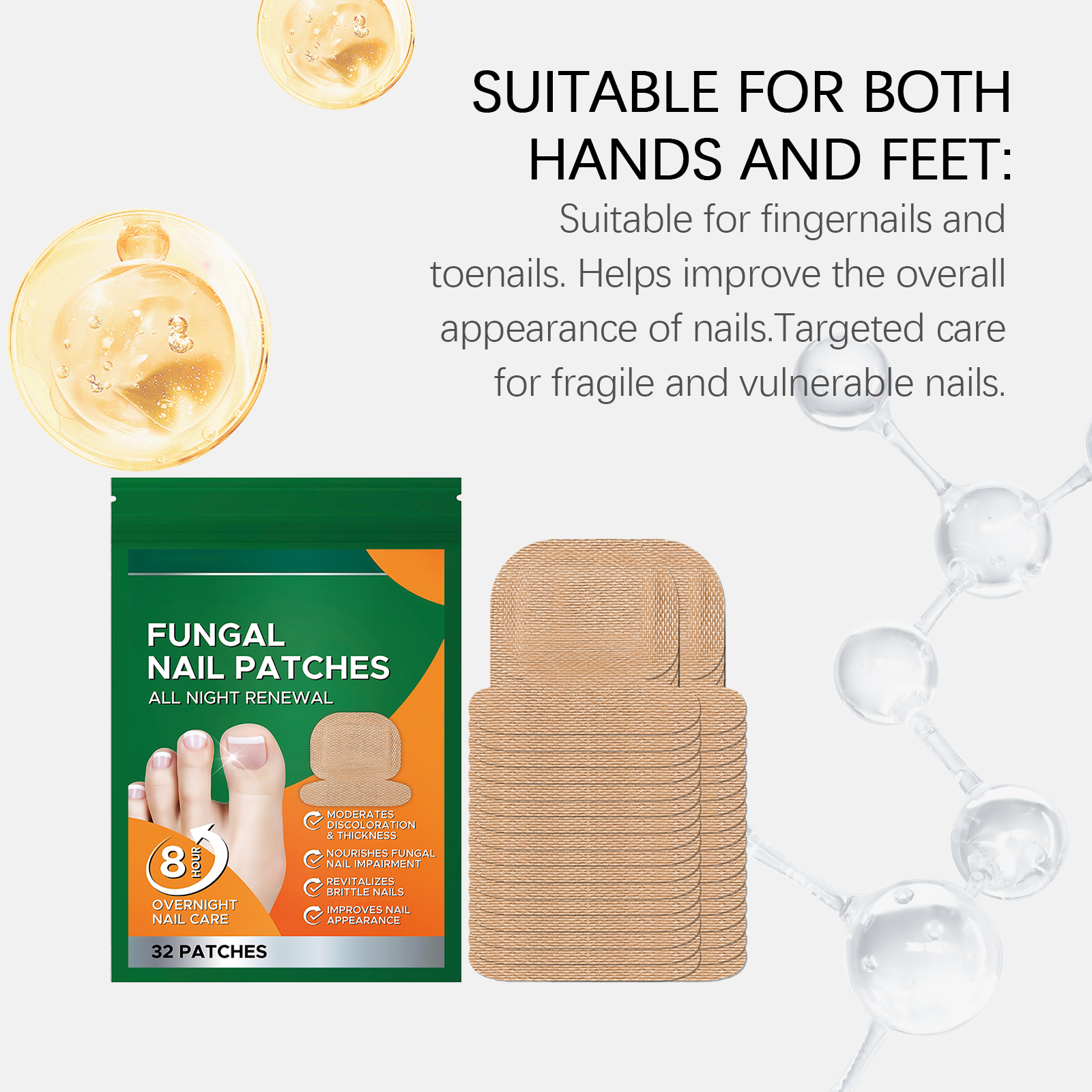 Nail Care Patches Herbal Essence Mild Nonwoven Fabric Fit Comfort Daily Foot Nail Treatment