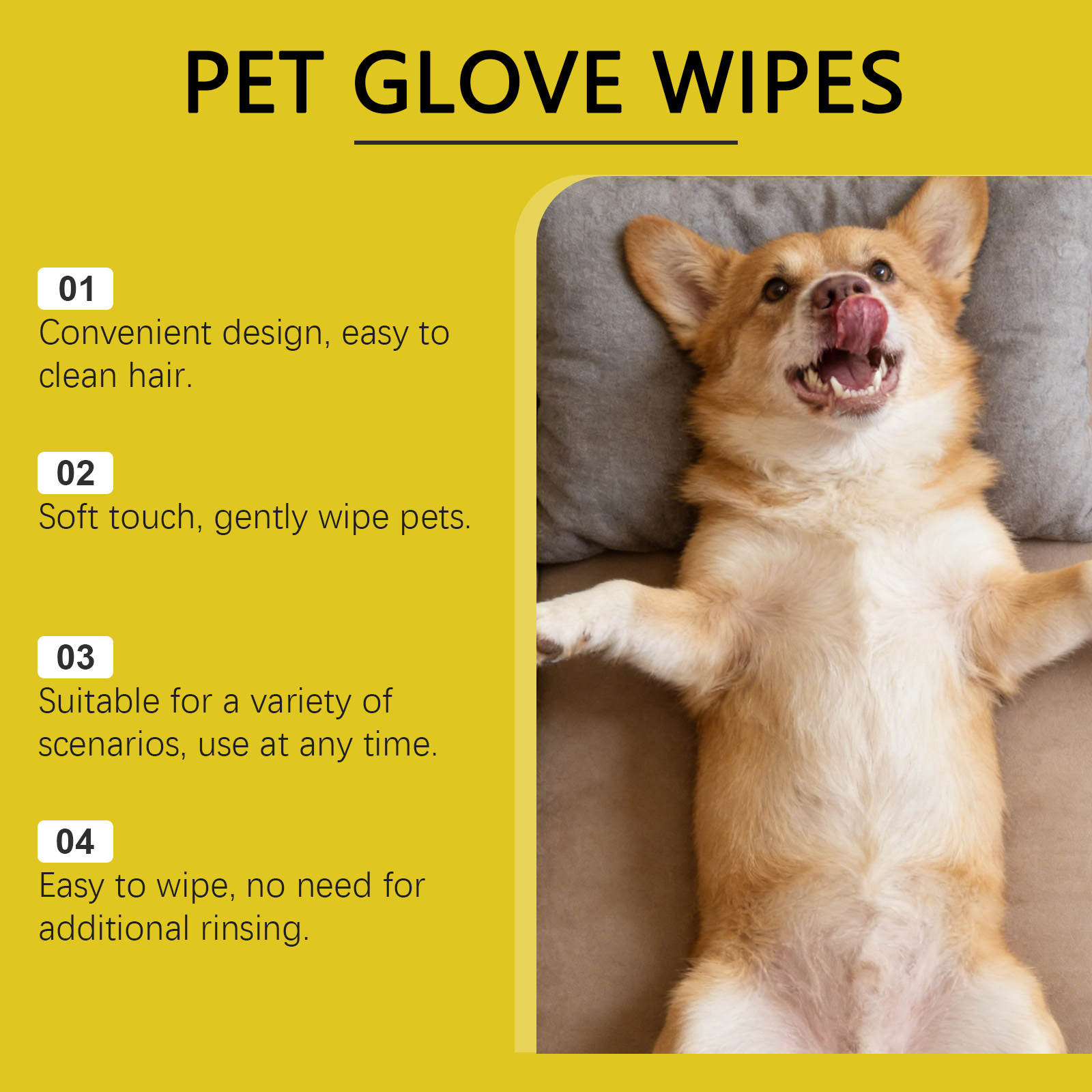 Pet Cleaning Gloves Disposable Rinse Free Convenient Daily Care For Cats And Dogs