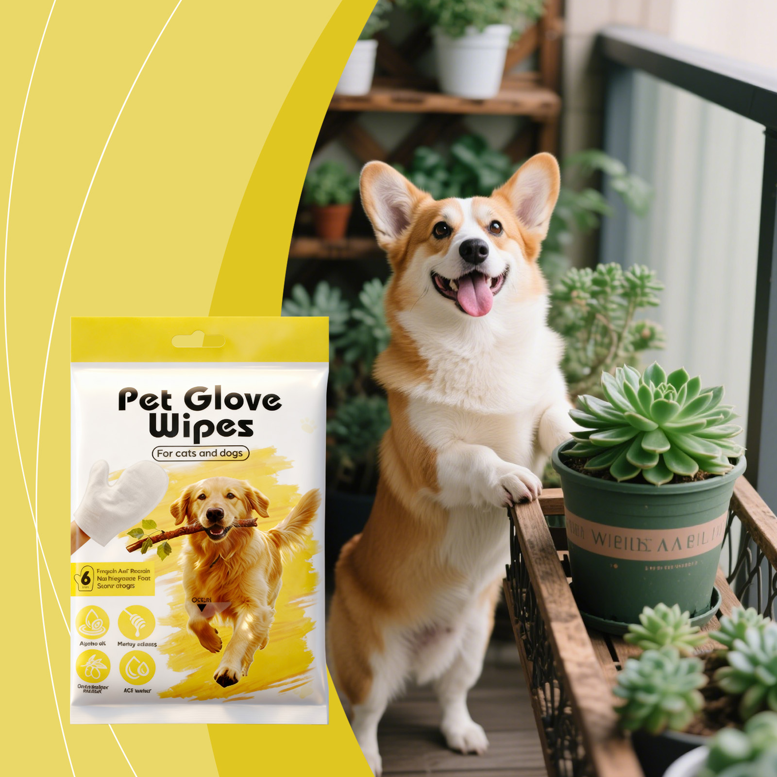 Pet Cleaning Gloves Disposable Rinse Free Convenient Daily Care For Cats And Dogs
