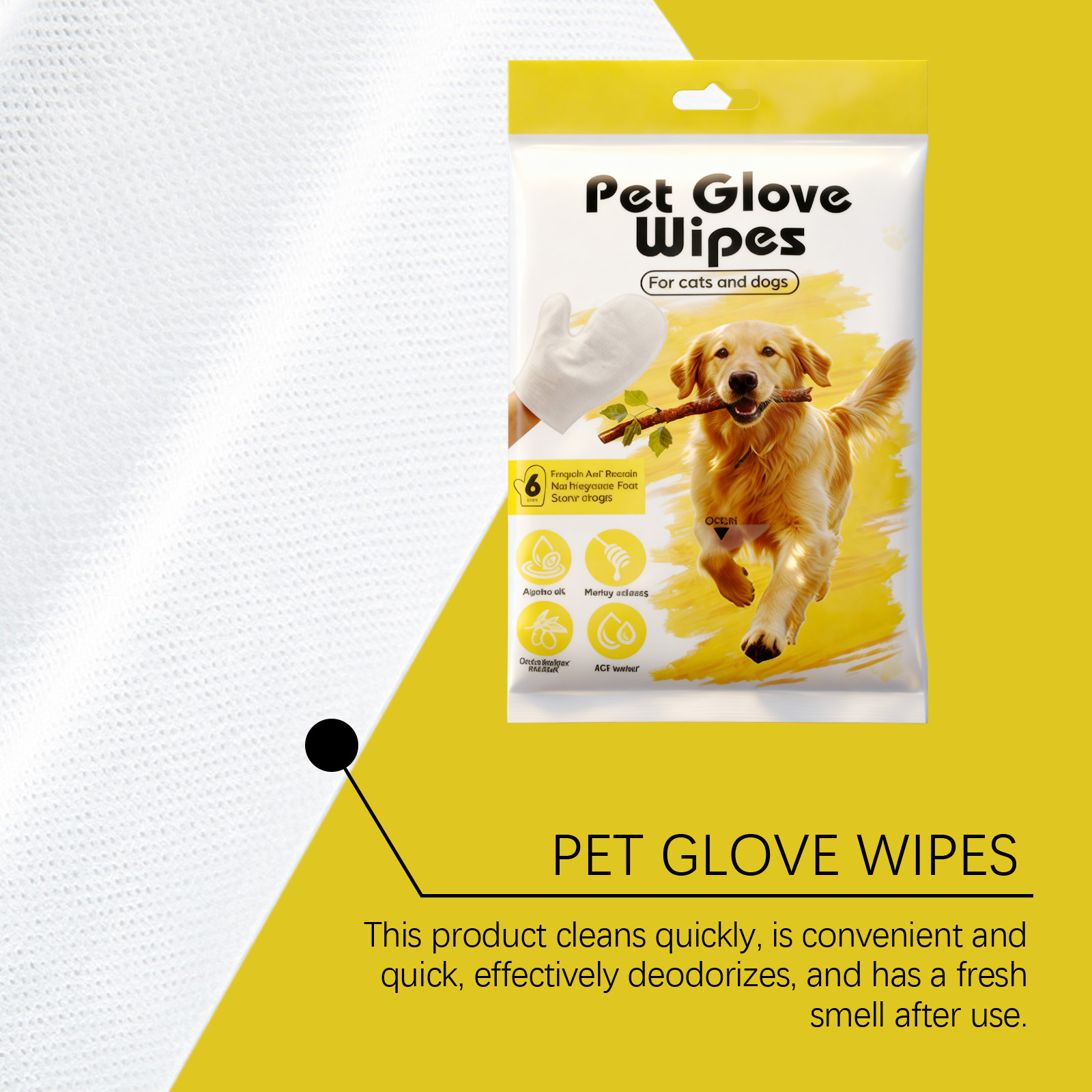 Pet Cleaning Gloves Disposable Rinse Free Convenient Daily Care For Cats And Dogs