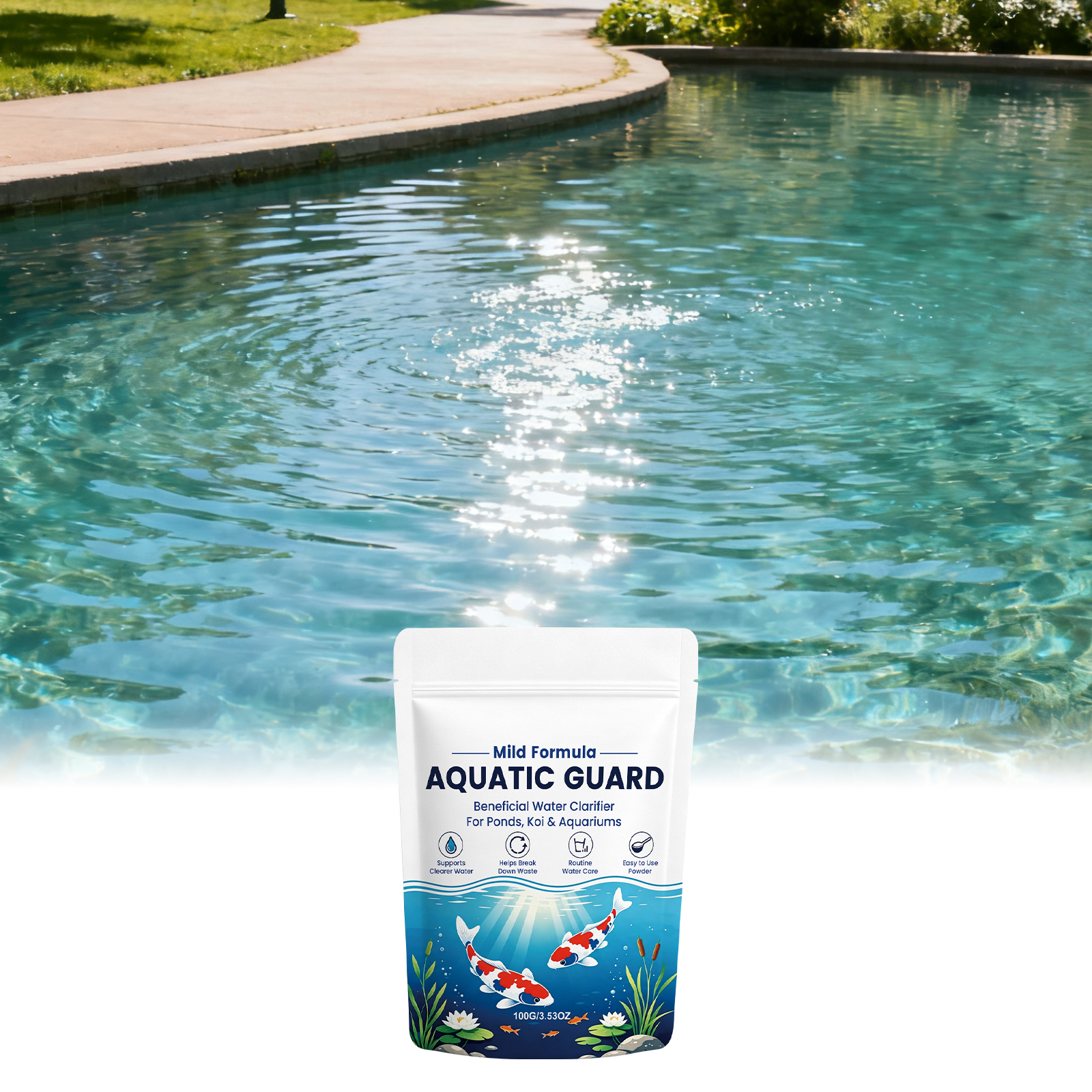 Water Clarifying Powder Easy Dissolve Clear Water Mild Formula Safe Water Quality Swimming Pool Fish Pond Landscape Pond