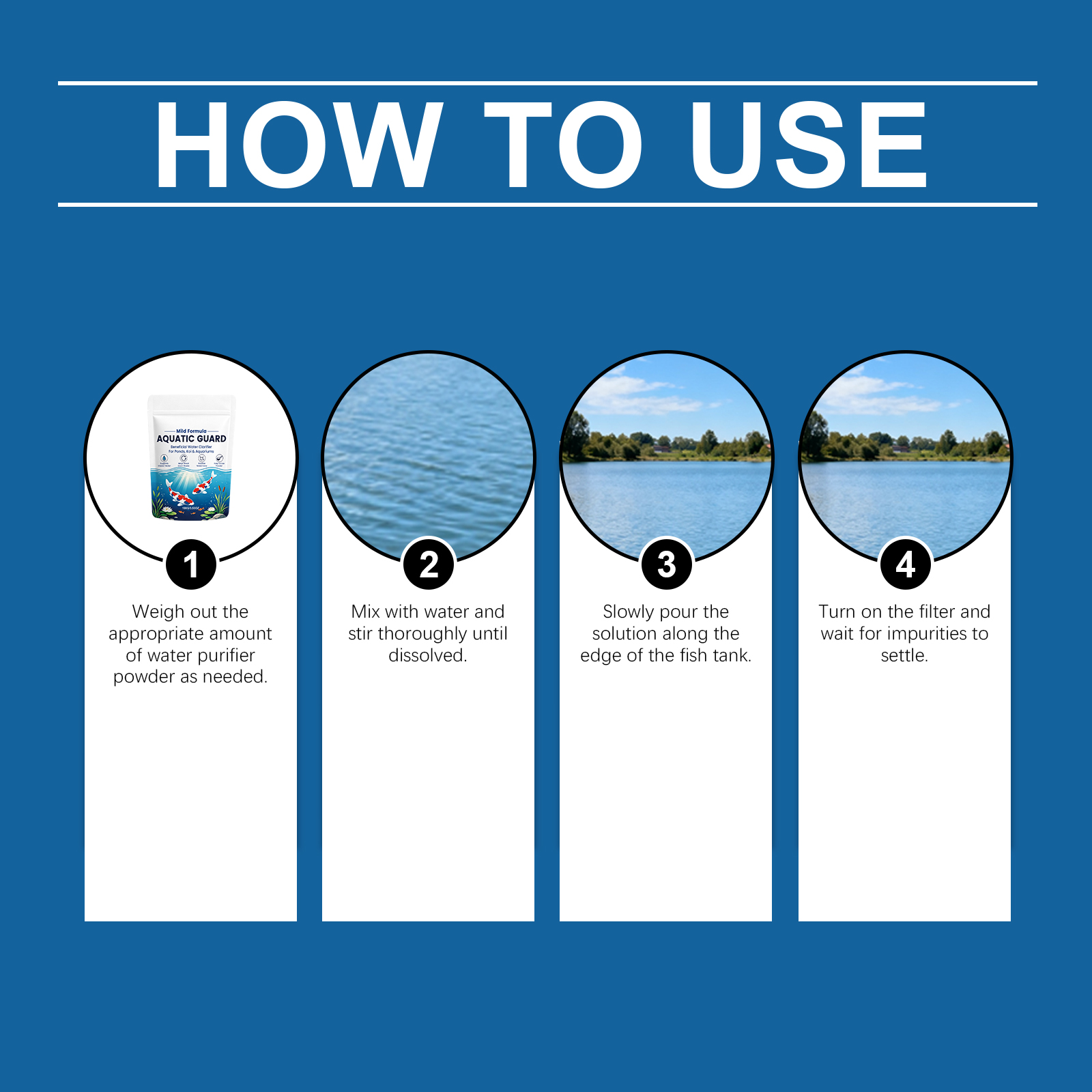 Water Clarifying Powder Easy Dissolve Clear Water Mild Formula Safe Water Quality Swimming Pool Fish Pond Landscape Pond