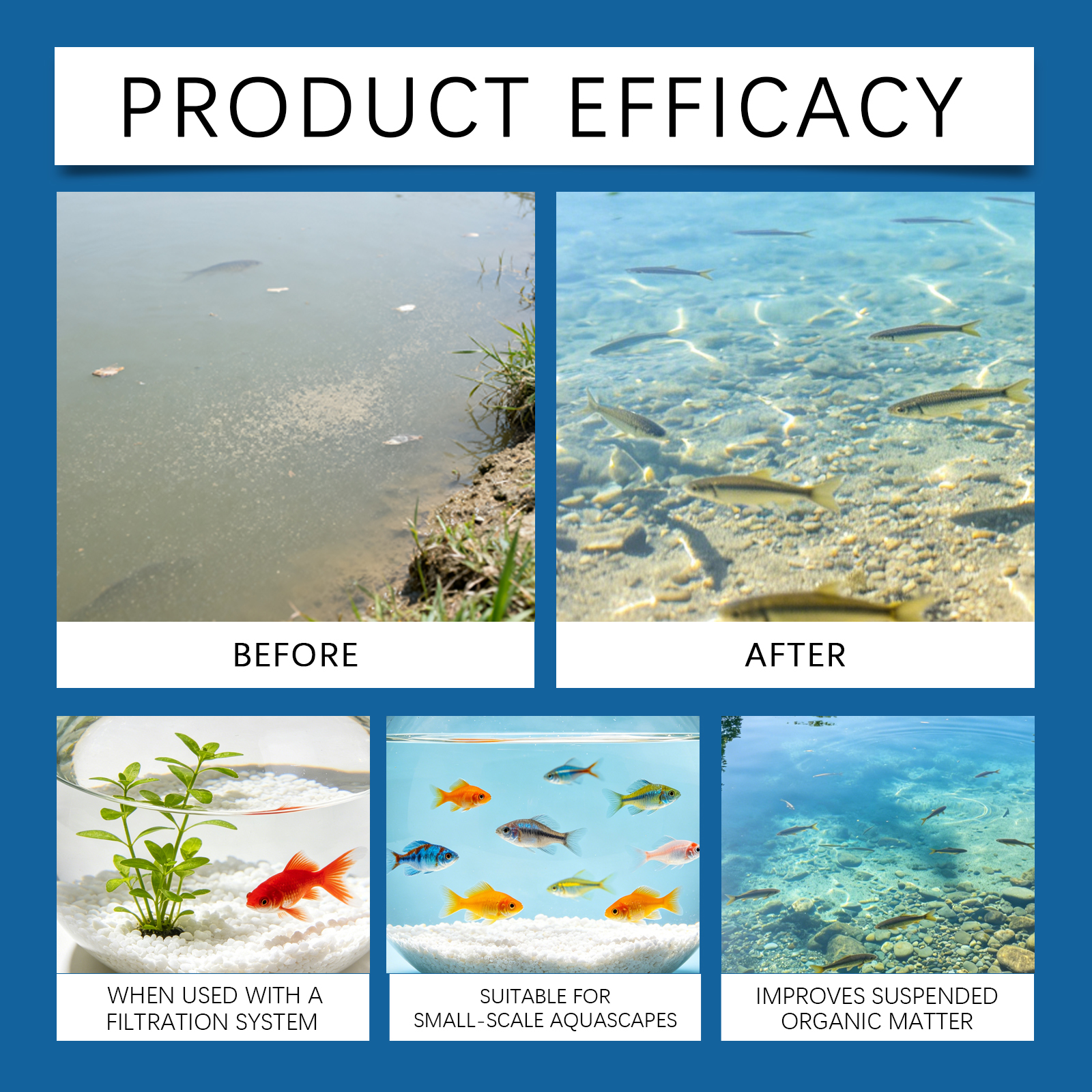 Water Clarifying Powder Easy Dissolve Clear Water Mild Formula Safe Water Quality Swimming Pool Fish Pond Landscape Pond