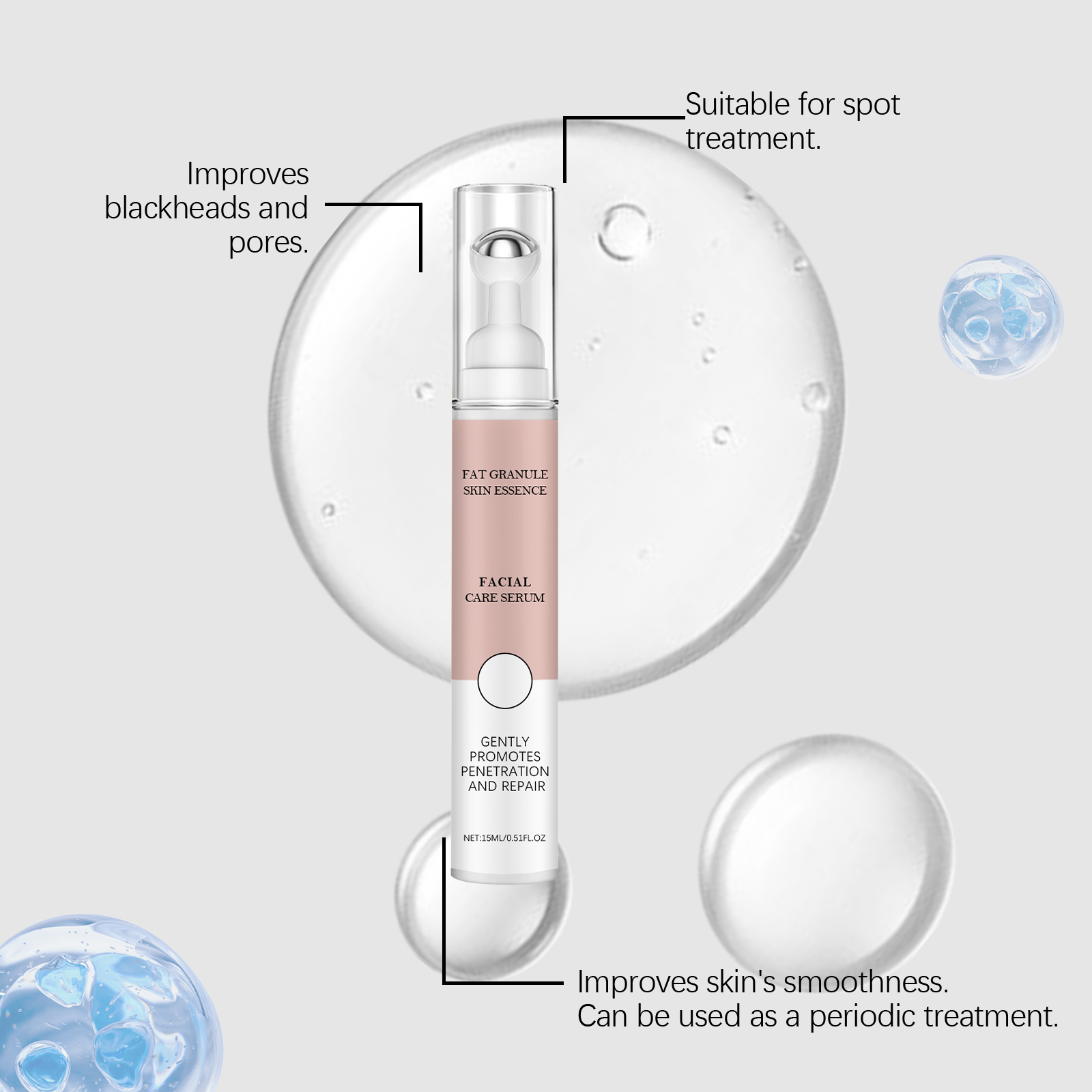 Skin Purifying Roller Essence Mild Clean Moisturizing Nourishing Hydrating Smooth Daily Care Local Skin Serum