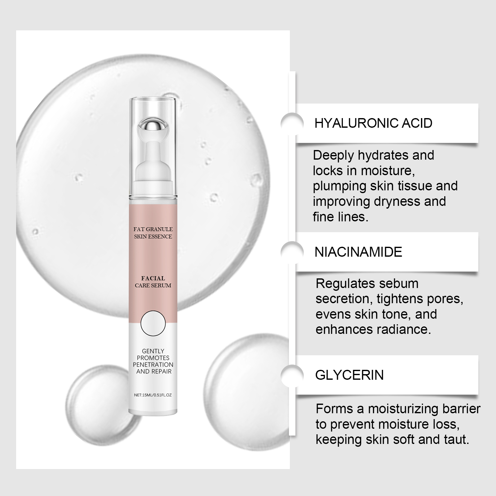 Skin Purifying Roller Essence Mild Clean Moisturizing Nourishing Hydrating Smooth Daily Care Local Skin Serum