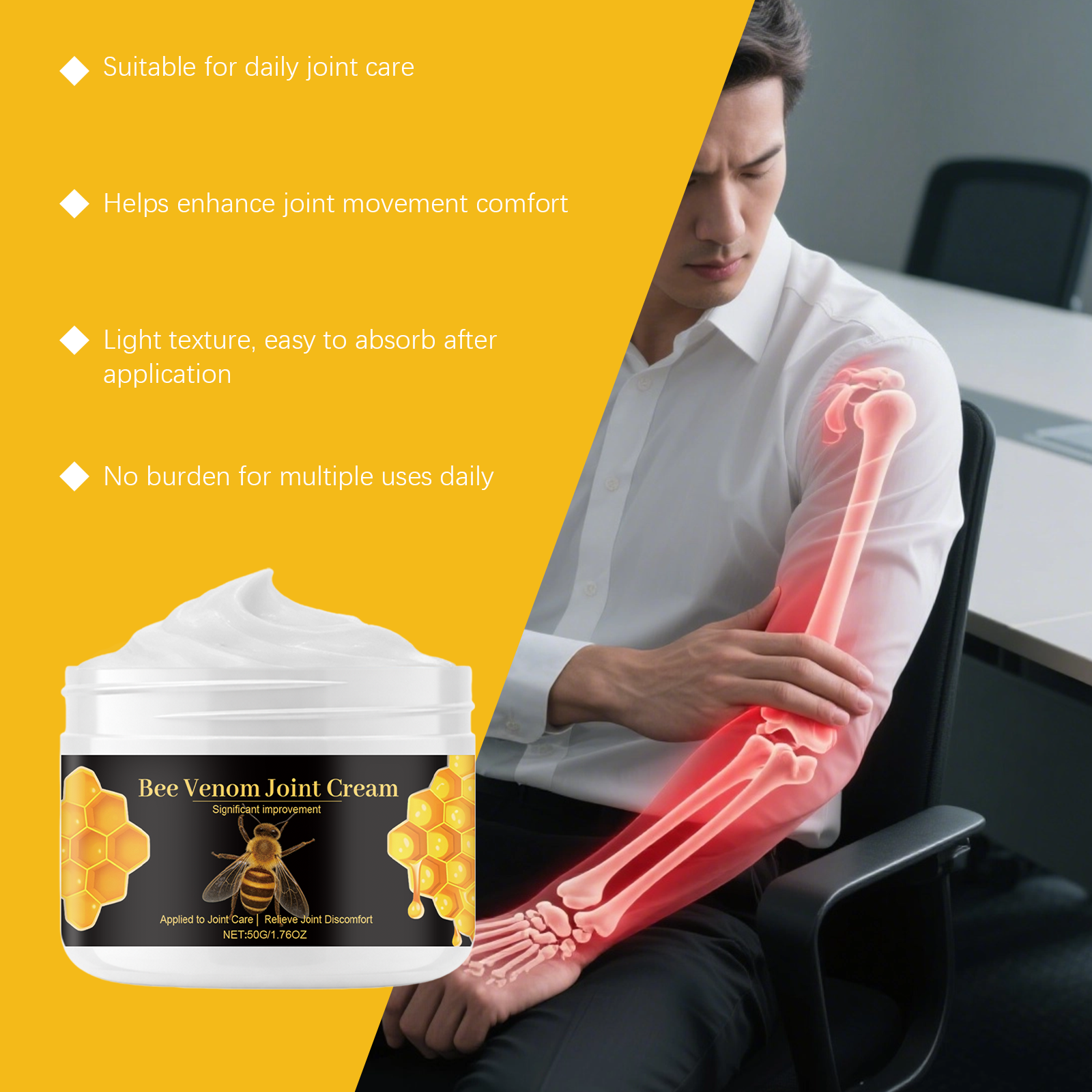 Bee Venom Joint Care Cream Daily Body Waist Shoulder Knee Massage External Smear Easy Absorption Comfort Protection Ointment