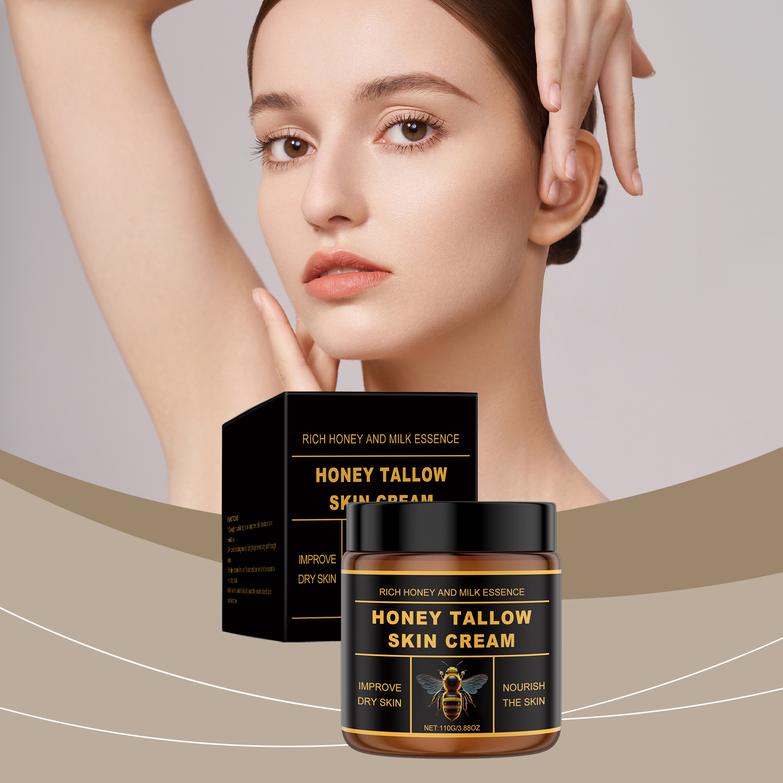 Beef Tallow Honey Cream Deep Nourish Improve Smooth Skin Moisturize Soften Body Lotion
