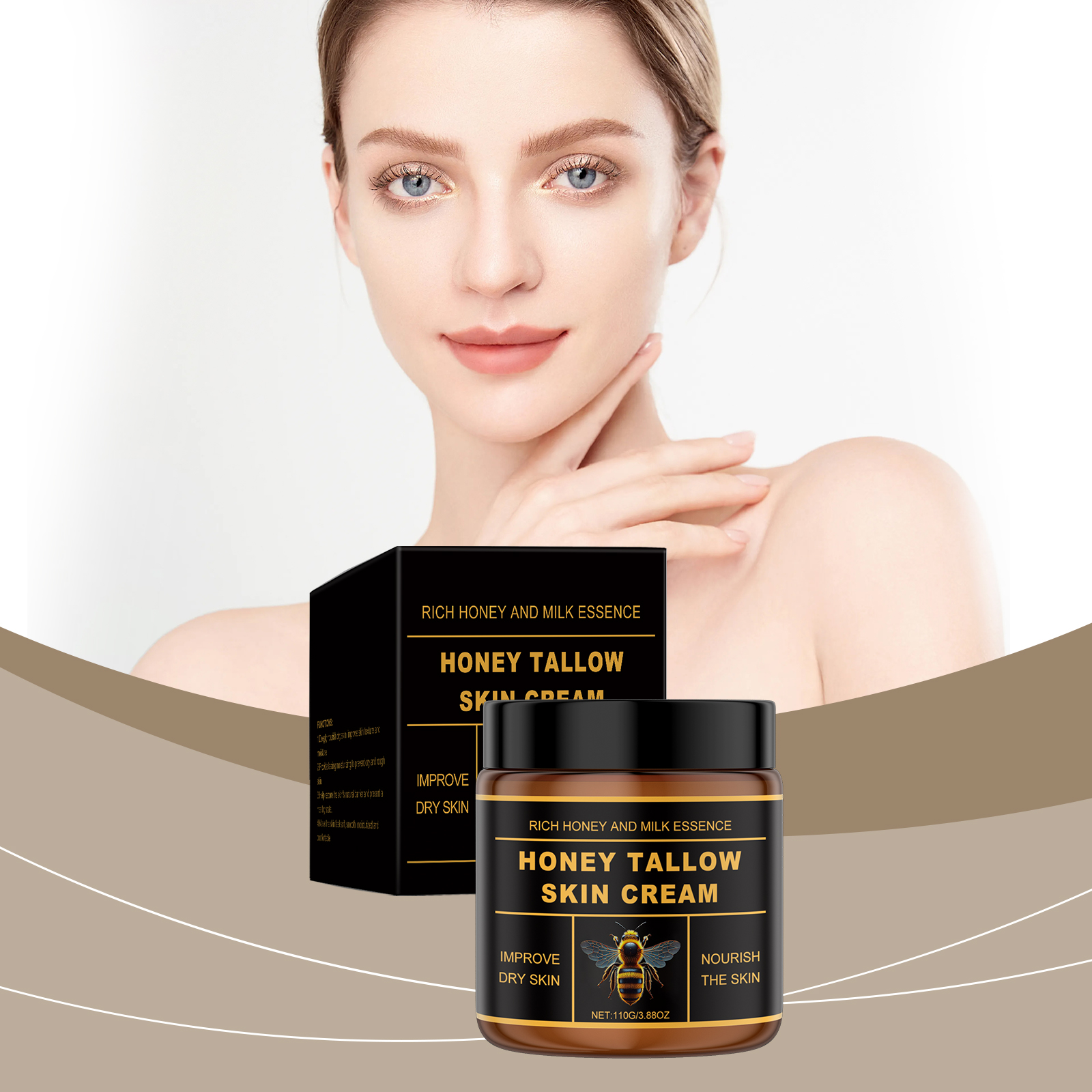 Beef Tallow Honey Cream Deep Nourish Improve Smooth Skin Moisturize Soften Body Lotion