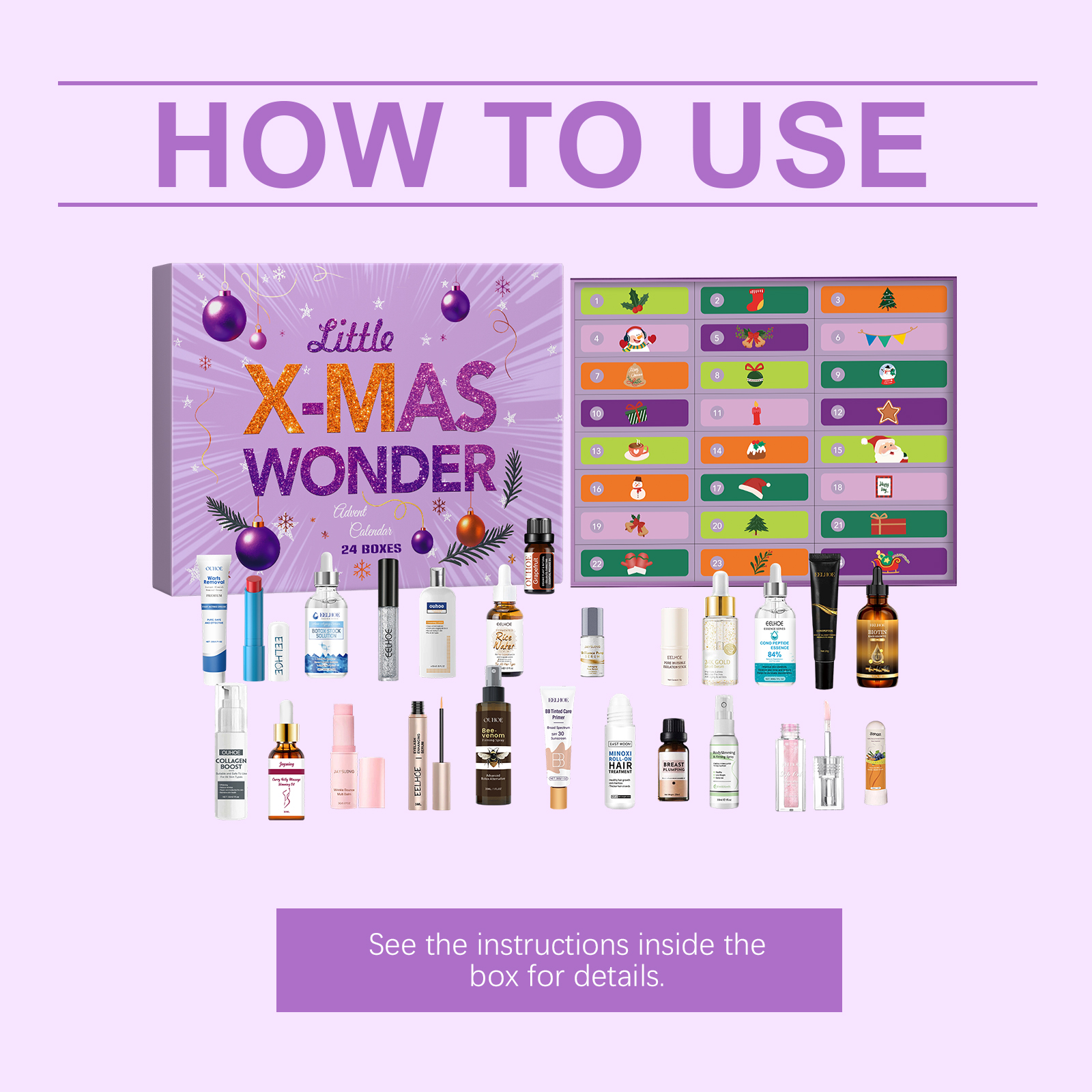 Christmas Beauty Advent Box Skin Care Moisturizing Delicate Facial Skin Cosmetic Surprise Box