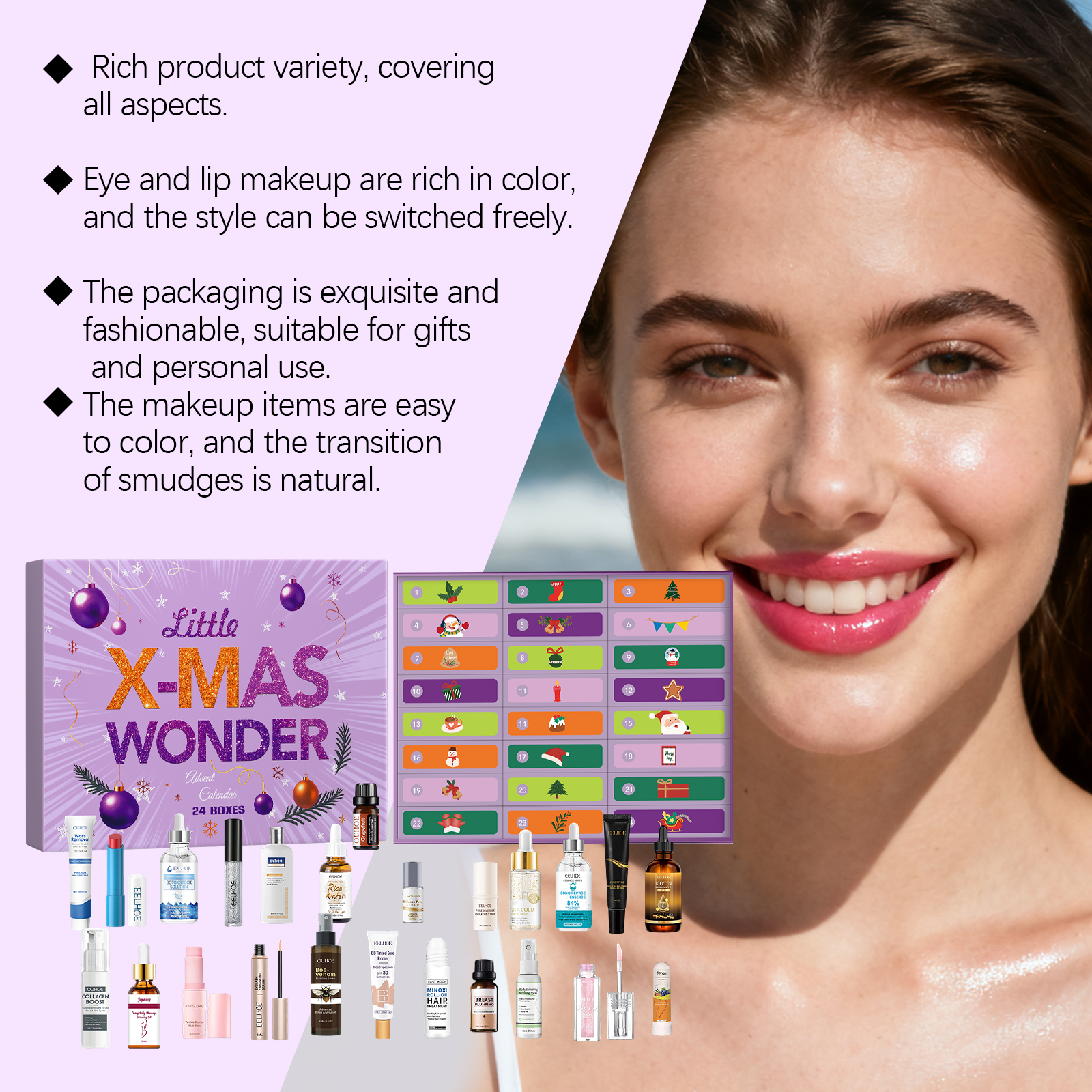 Christmas Beauty Advent Box Skin Care Moisturizing Delicate Facial Skin Cosmetic Surprise Box