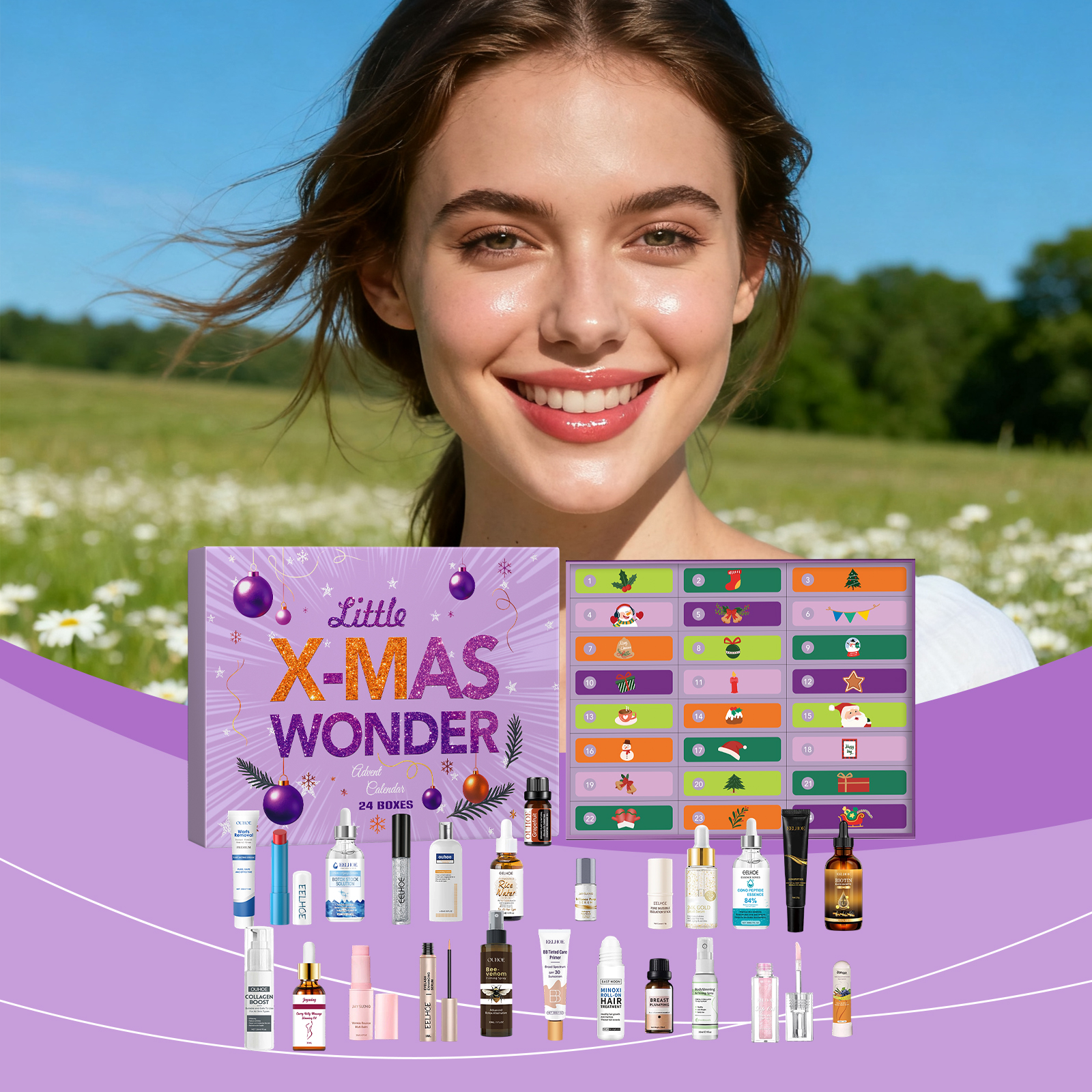 Christmas Beauty Advent Box Skin Care Moisturizing Delicate Facial Skin Cosmetic Surprise Box