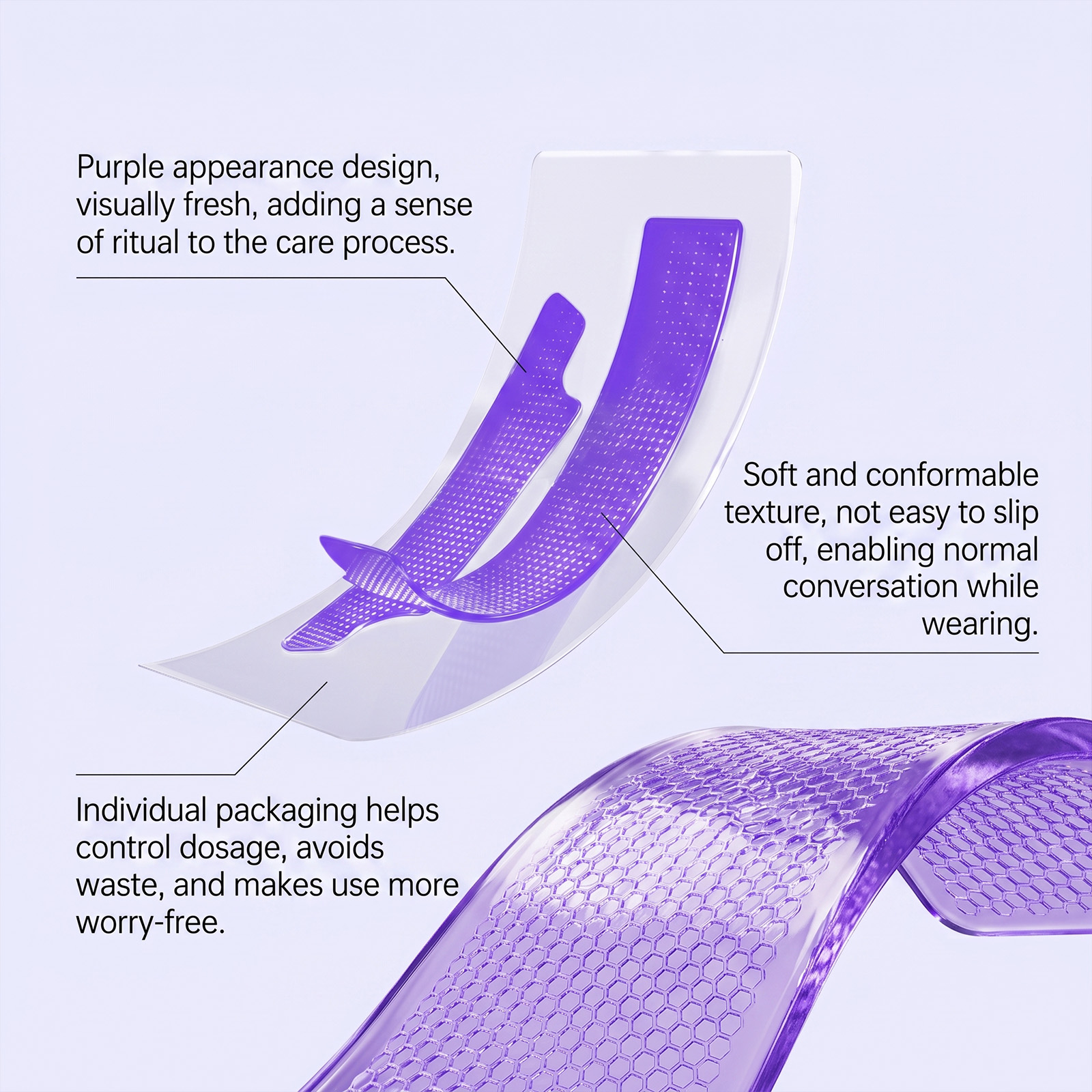 Purple Glossy Teeth Strips Mild Clean Tooth Surface Protect Oral Fresh Confident Smile Convenient Care Patch