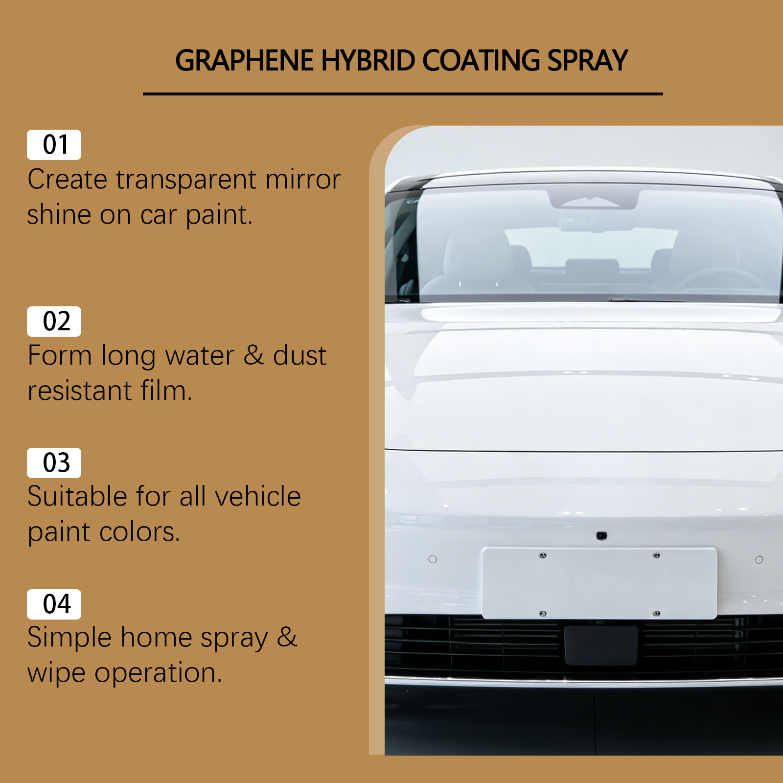 Automobile Graphene Coating Spray Care Car Surface Hydrophobic Maintenance Gloss Clean Sight Definition Clarity