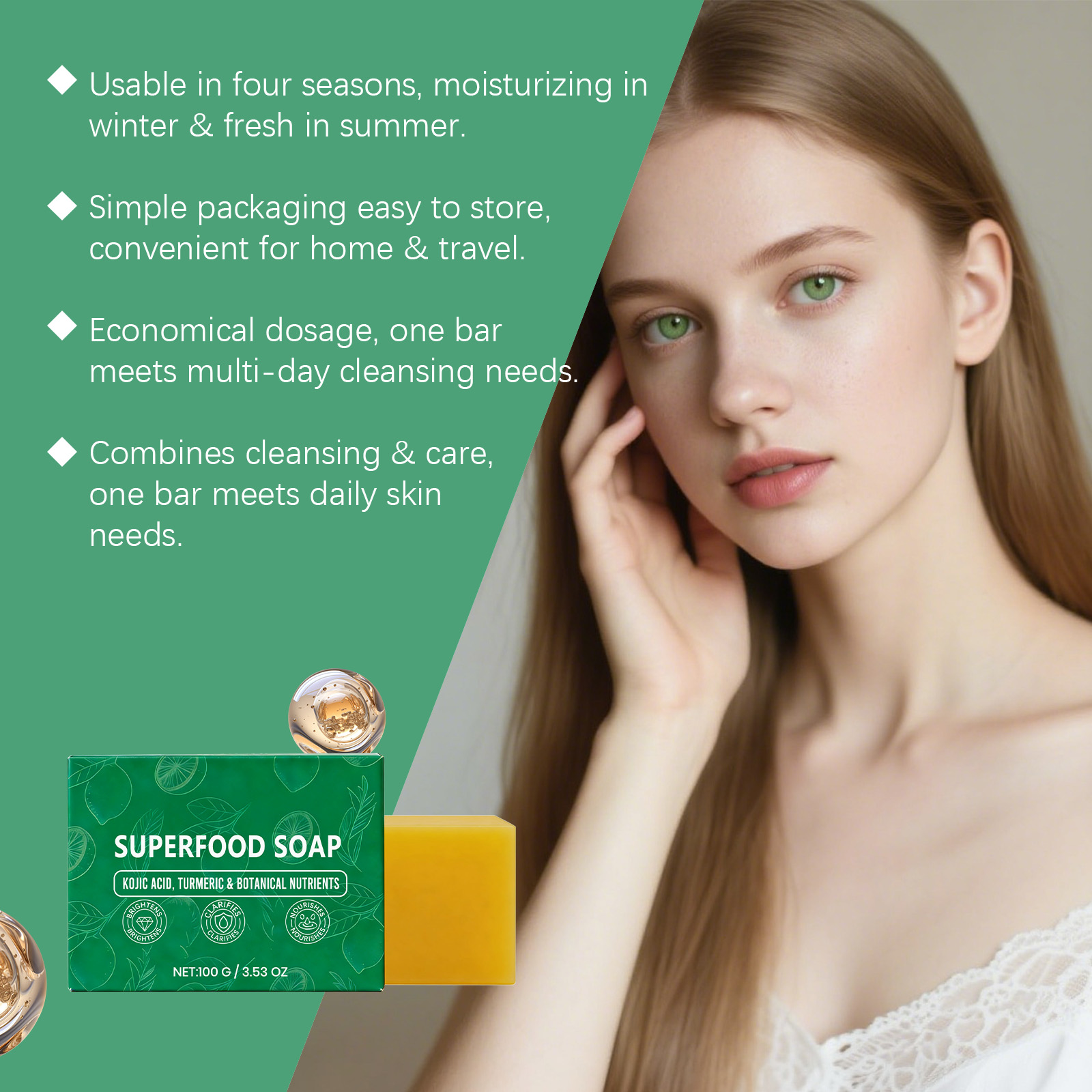 Plant Essence Soap Gentle Moisturizing Cleansing Refreshing Oil‑Control Delicate For Skin Purify Impurities Of Facial Complexion