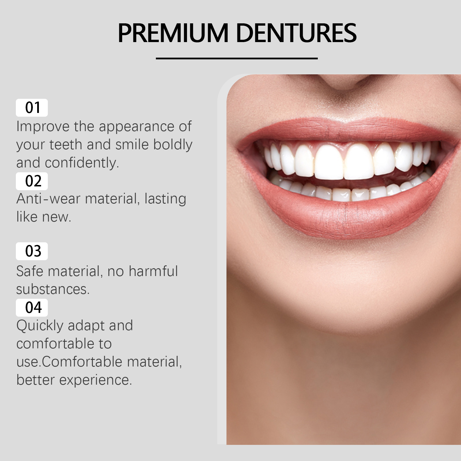 Teeth Veneers Comfortable Material Modify Smile Boost Beauty Natural Denture For Confident Grin