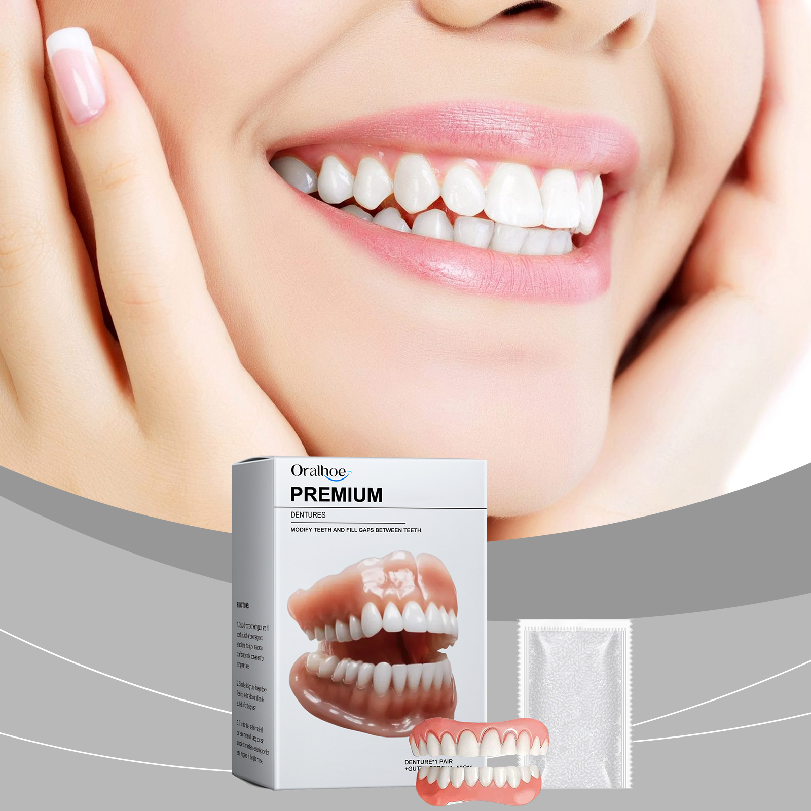 Teeth Veneers Comfortable Material Modify Smile Boost Beauty Natural Denture For Confident Grin