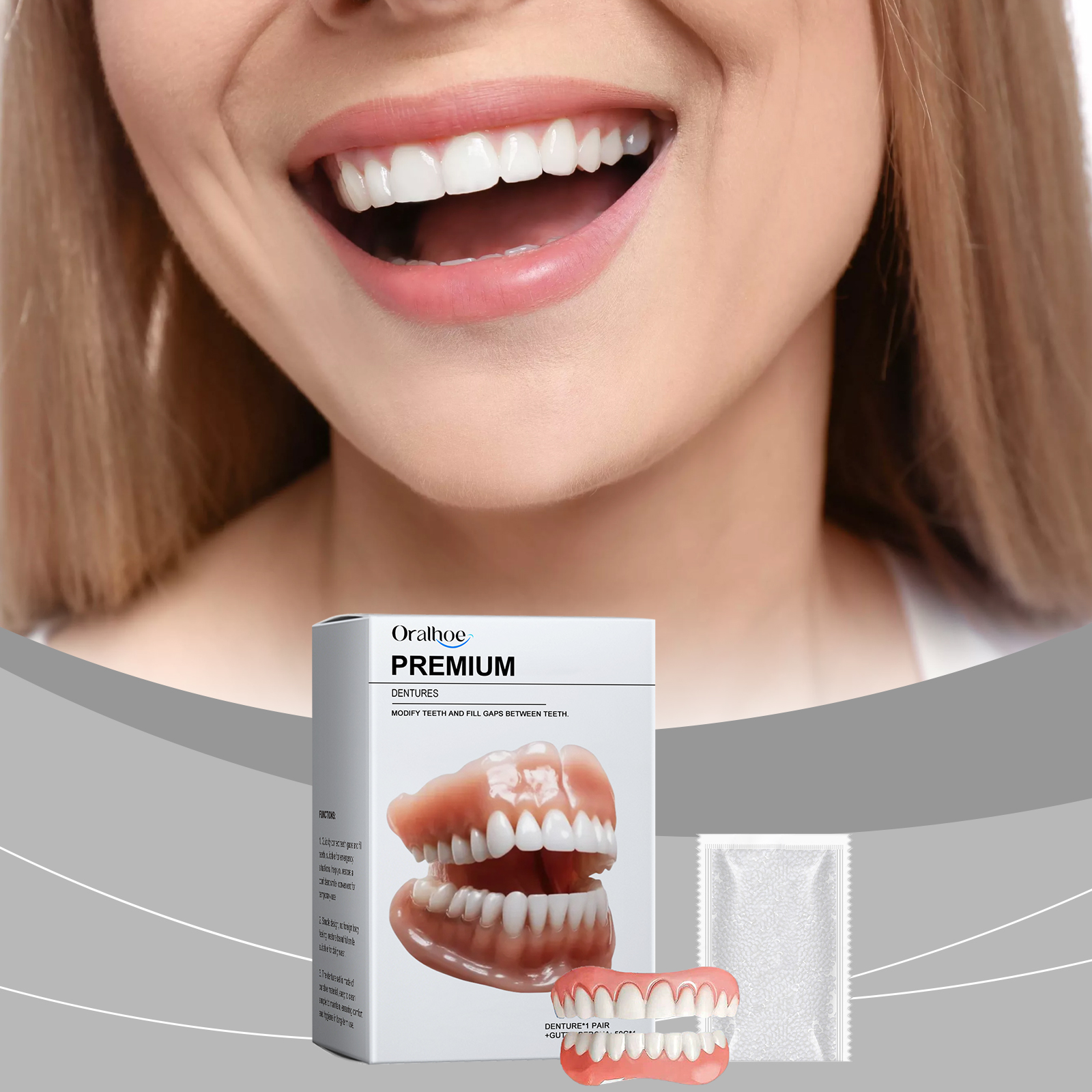 Teeth Veneers Comfortable Material Modify Smile Boost Beauty Natural Denture For Confident Grin