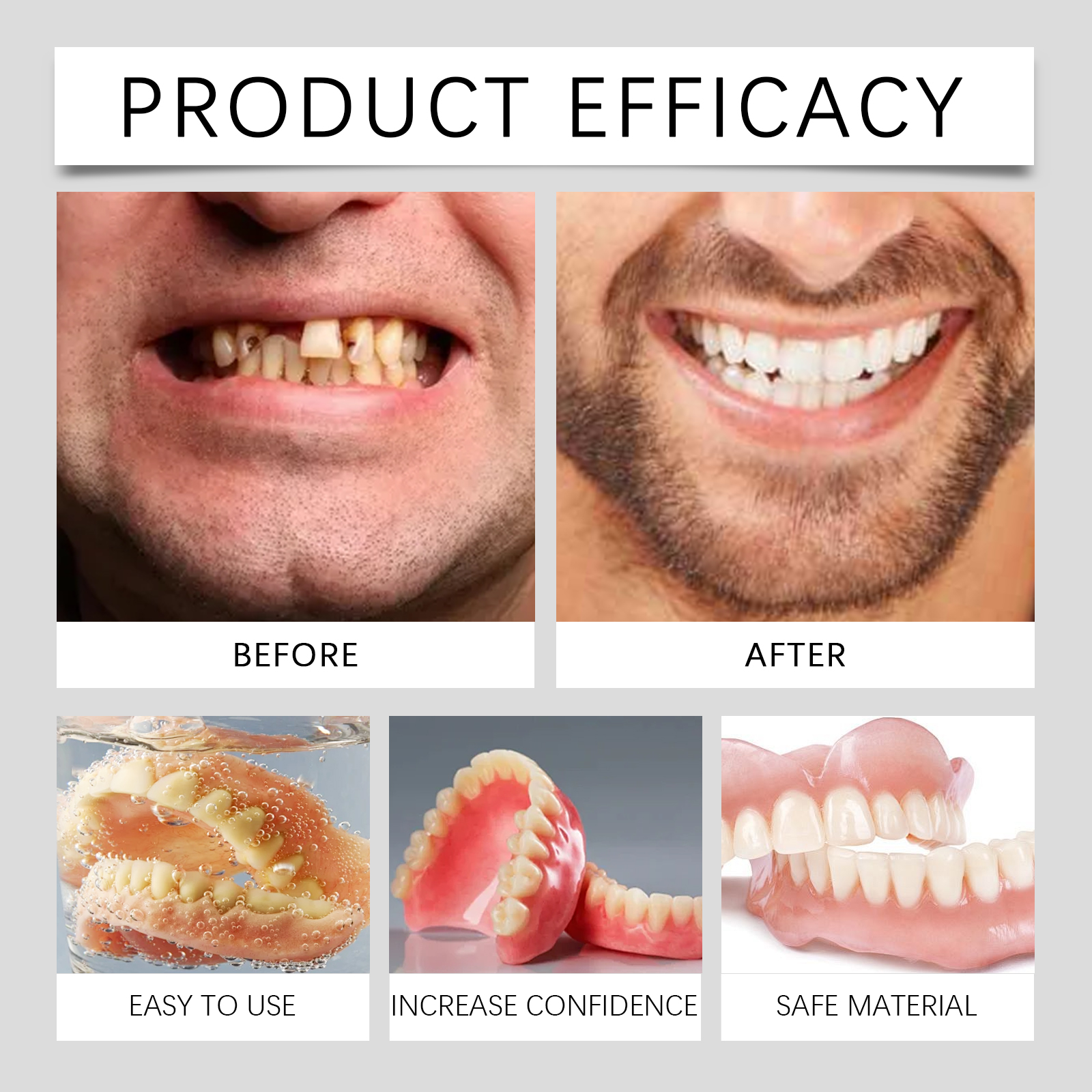 Teeth Veneers Comfortable Material Modify Smile Boost Beauty Natural Denture For Confident Grin