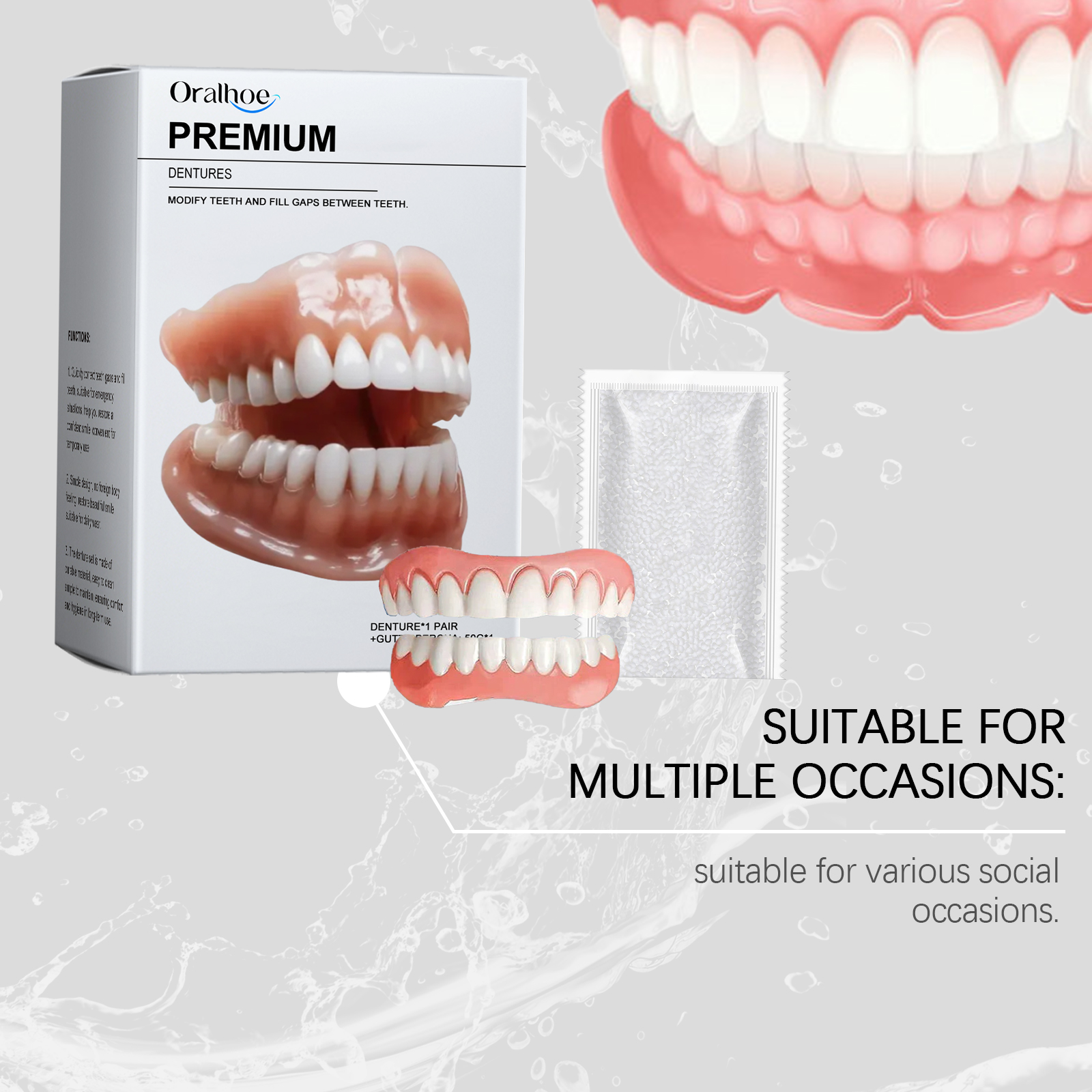 Teeth Veneers Comfortable Material Modify Smile Boost Beauty Natural Denture For Confident Grin