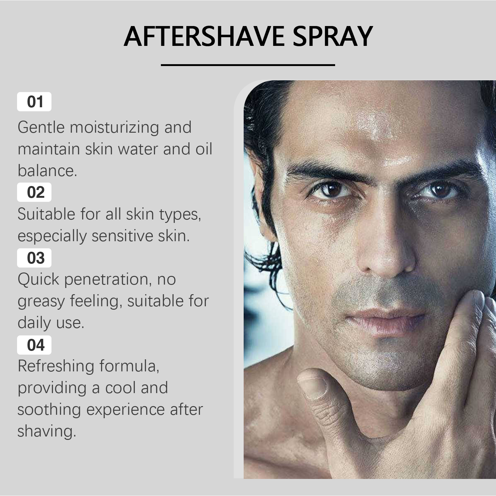 After Shave Fragrance Spray Gentle Clean Nourish Moisturize Refreshing Essence Spray For Men Beard