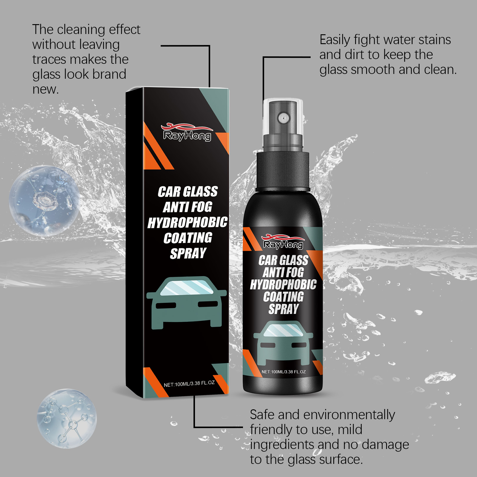 Car Windshield Spray Cleaner Water Repellent Anti Fog For Glass Rearview Mirror Driving Safety Rain Repellent
