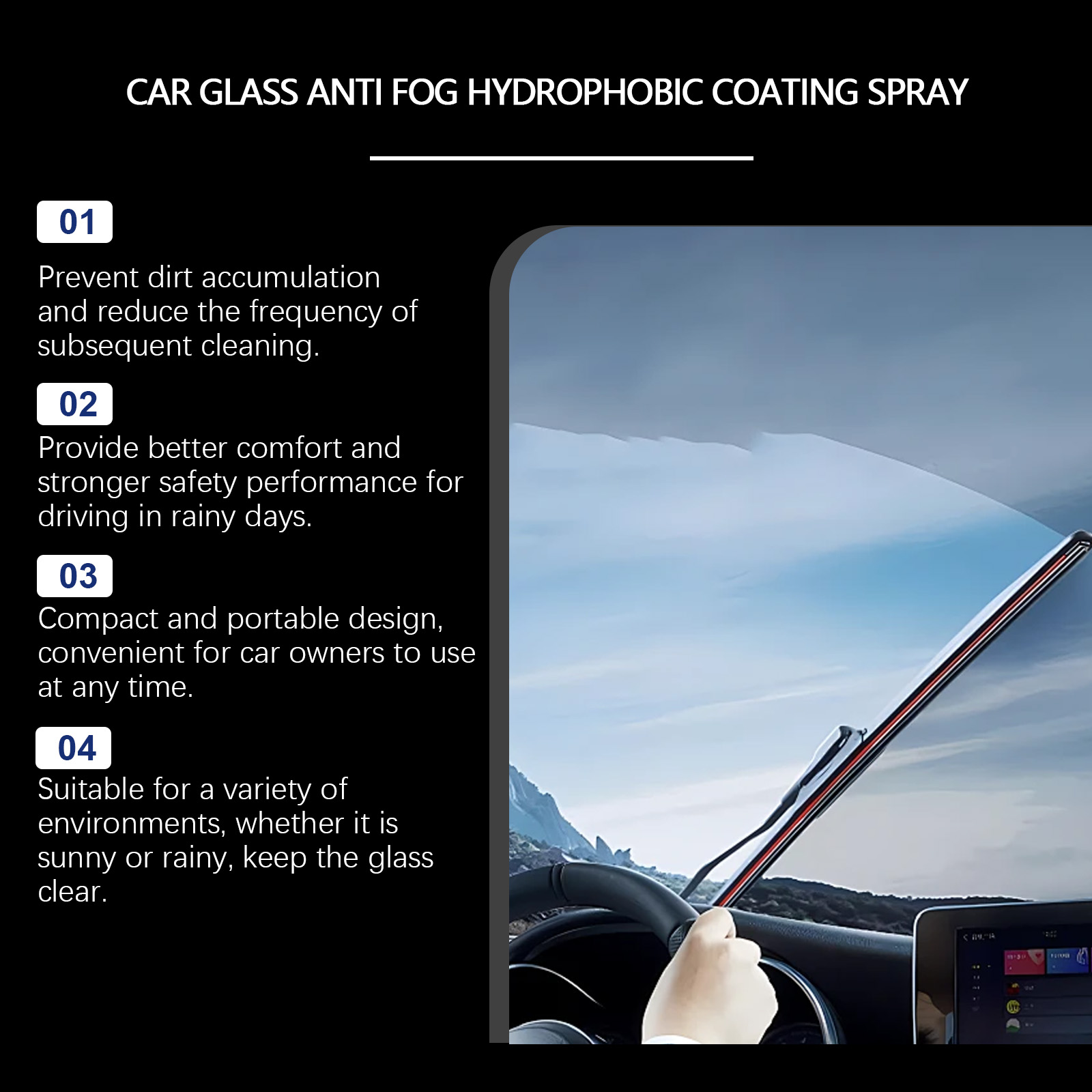 Car Windshield Spray Cleaner Water Repellent Anti Fog For Glass Rearview Mirror Driving Safety Rain Repellent