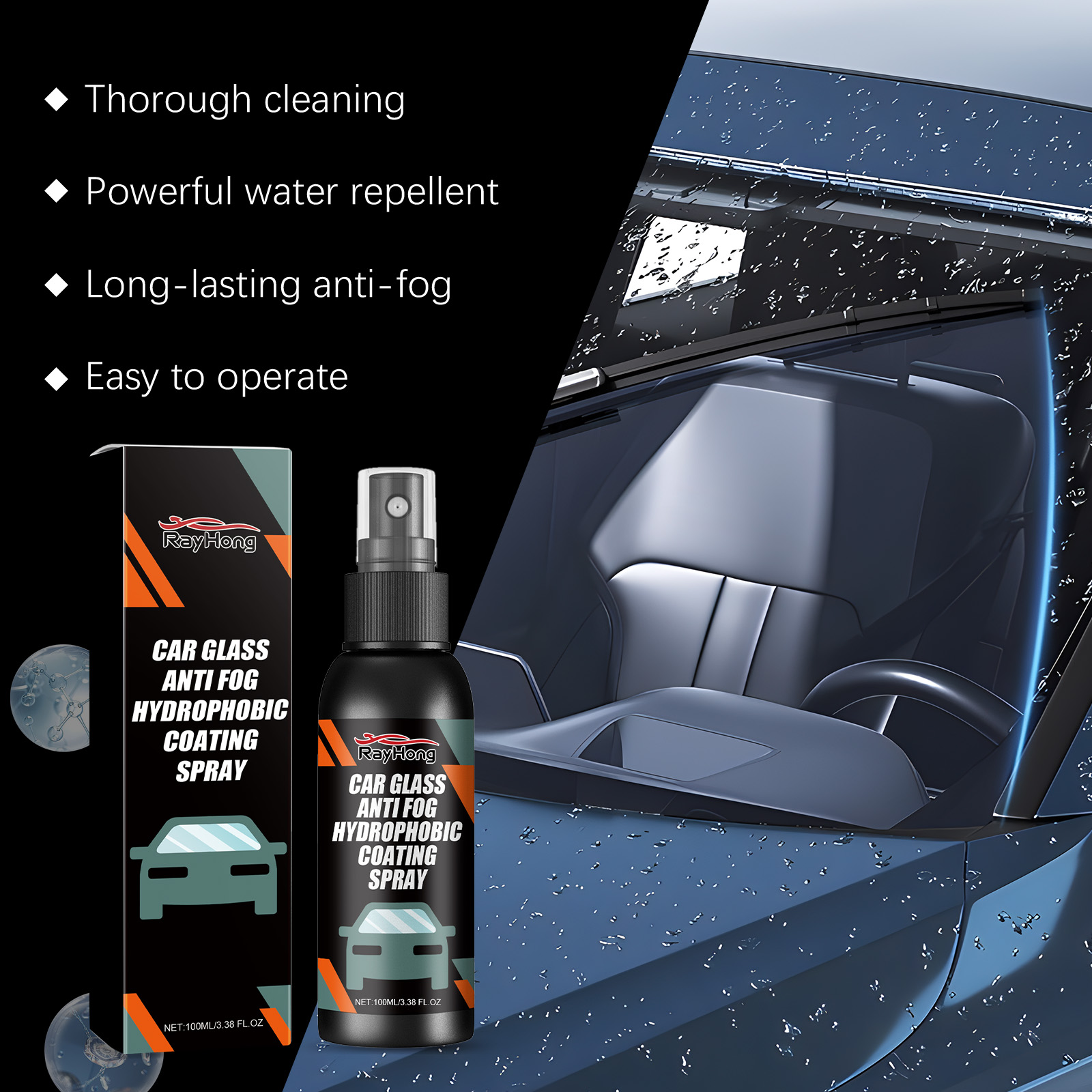 Car Windshield Spray Cleaner Water Repellent Anti Fog For Glass Rearview Mirror Driving Safety Rain Repellent