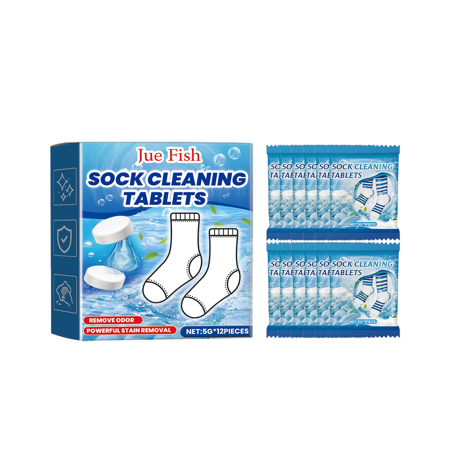Sock Cleaning Effervescent Tablets Deep Cleansing Stain Remover Brightening Deodorizing For Laundry Home Use