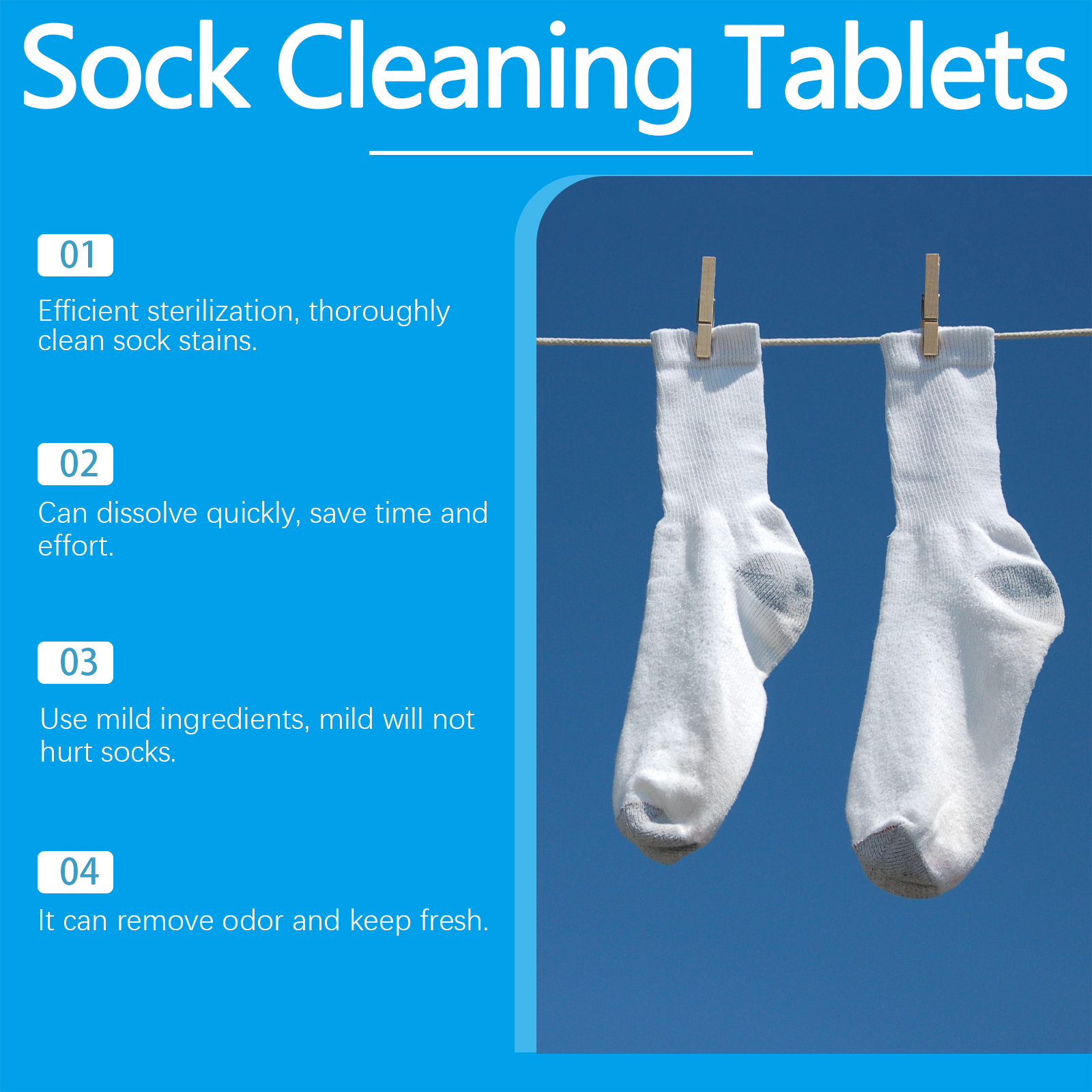 Sock Cleaning Effervescent Tablets Deep Cleansing Stain Remover Brightening Deodorizing For Laundry Home Use