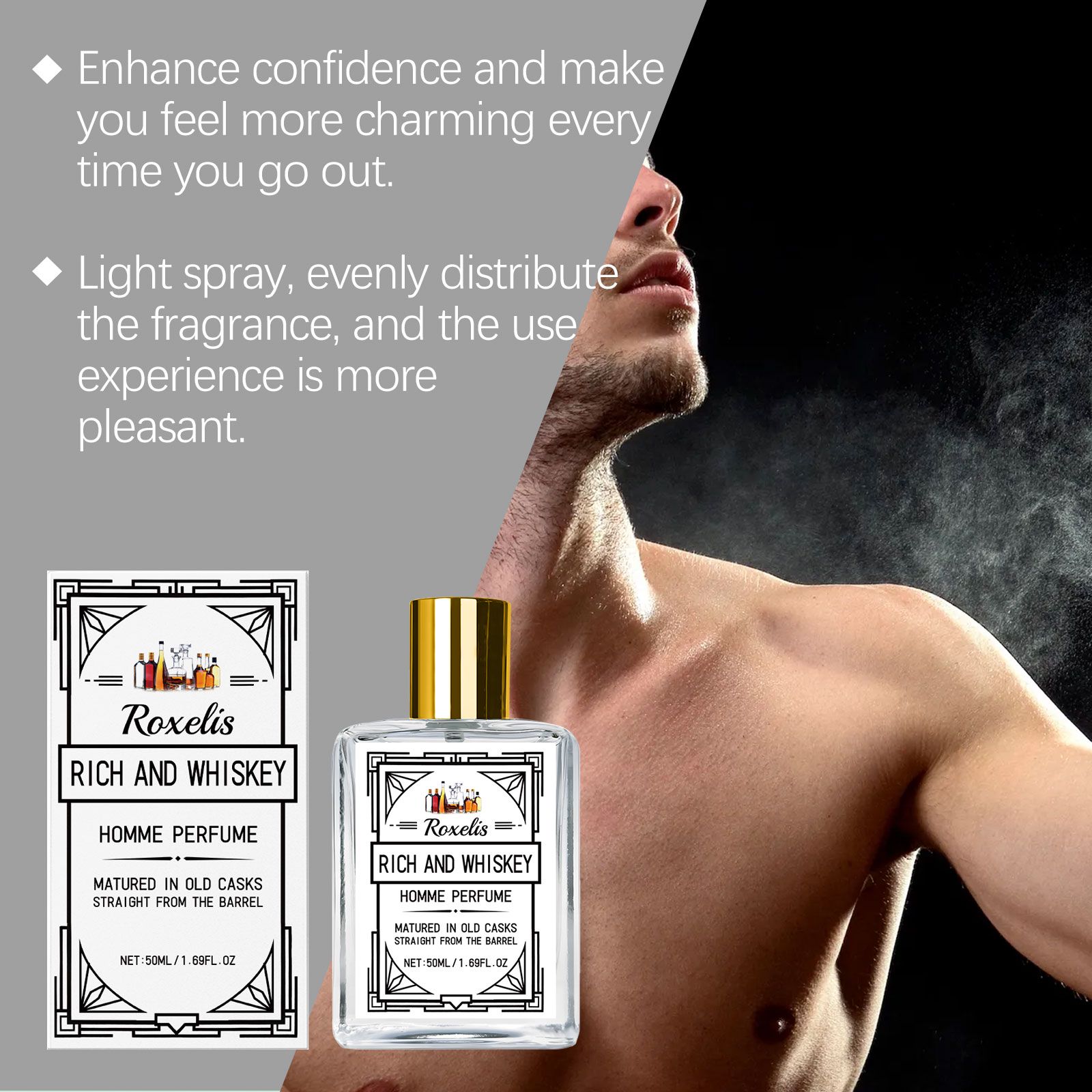 Men Charm Whiskey Perfume Vanilla Sandalwood Woody Long Lasting For Daily Wear