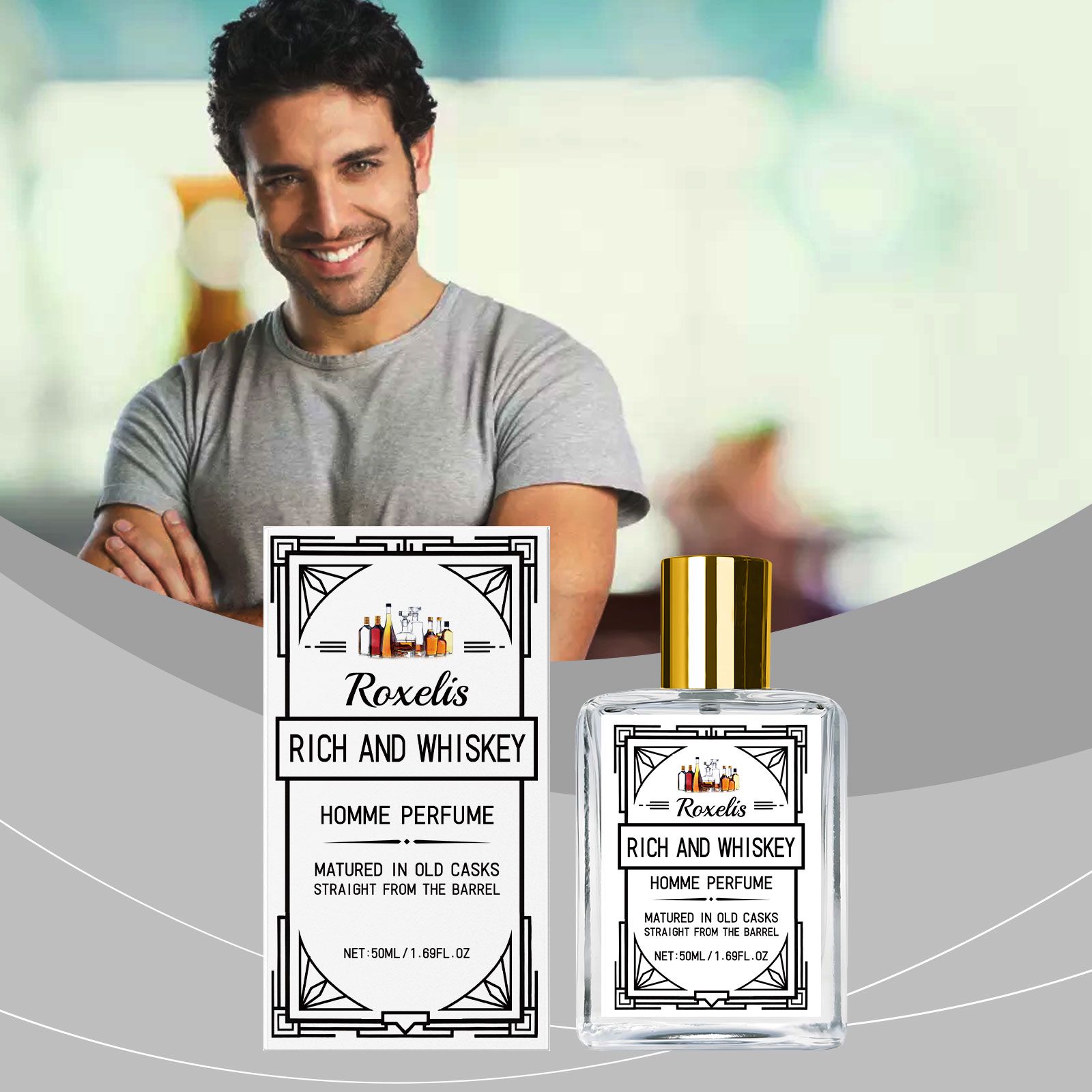Men Charm Whiskey Perfume Vanilla Sandalwood Woody Long Lasting For Daily Wear