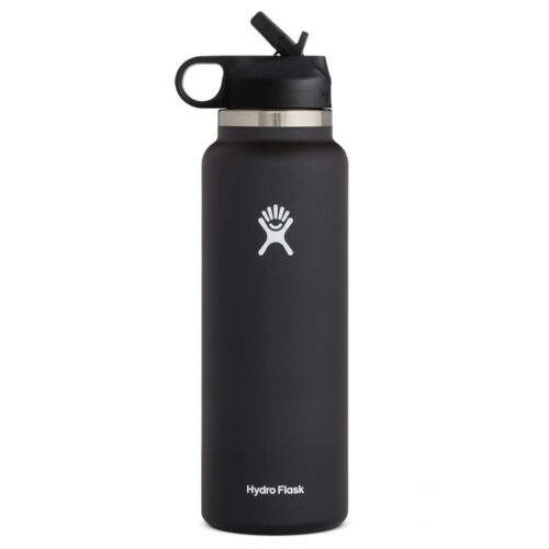 (White) Hydro Flask Water Bottle 32oz Vacuum Insulated Stainless Steel Wide Mouth Leak Proof Straw Lid with Strap Unisex Travel Bottle Reusable Coffee Mug