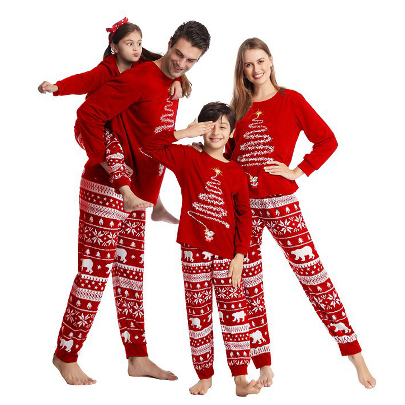 (2T Kids) Christmas Family Matching Pajamas Adults Kids Family Outfit Top and Pants 2PCS Xmas Sleepwear Baby Jumpsuit Dog Clothes Matching Outfits Pajamas Sets Merry Christmas Homewear