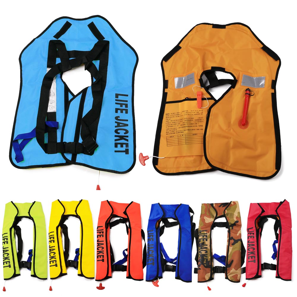 (Red) Life Jacket Inflatable Life Vests Automatic Buoyancy Aid Lifejacket Adjustable Comfortable for Boating Fishing Surfing Water Sports Swimming Kayaking Water Sports  Motorboat 150N