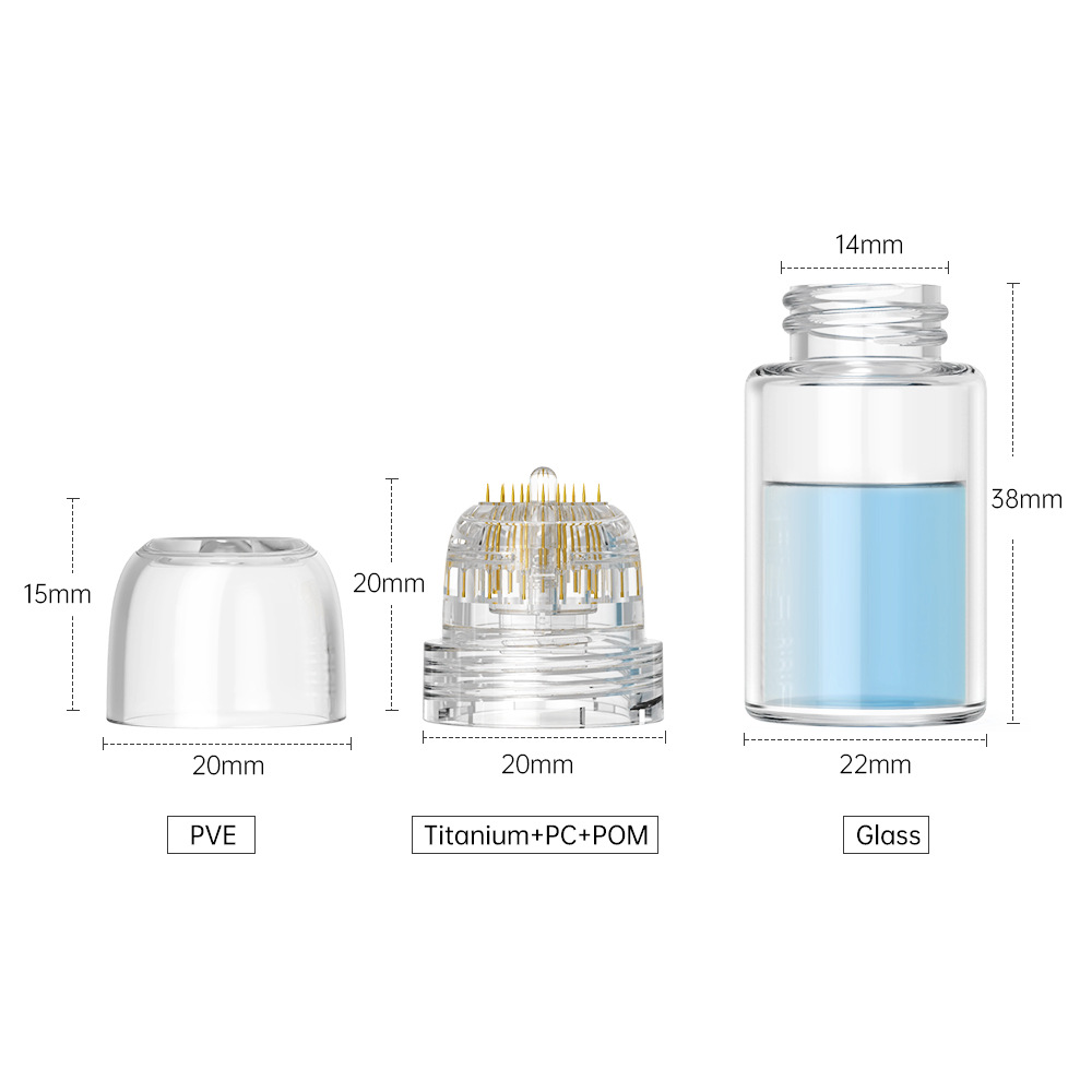 (0.25mm) Hydra Needle 20 Pins Micro Needle Titanium Roller Stamp Hydra Roller Microneedle Fine Serum Injection Applicator Tool Whiten Bottle Gel Tube Skin Care Anti Aging