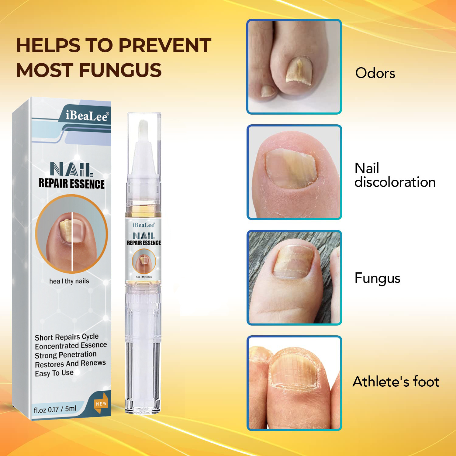 iBeaLee Nail Repair Essence Fungus Treatment Pen Fungus Stop Pen Toenail and Nail Care Solution