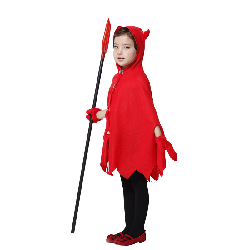 (95~110cm) Little Devil Halloween Costume Cloak for Kids for Masquerade Party Halloween Christmas Role Playing Fancy Dress Party