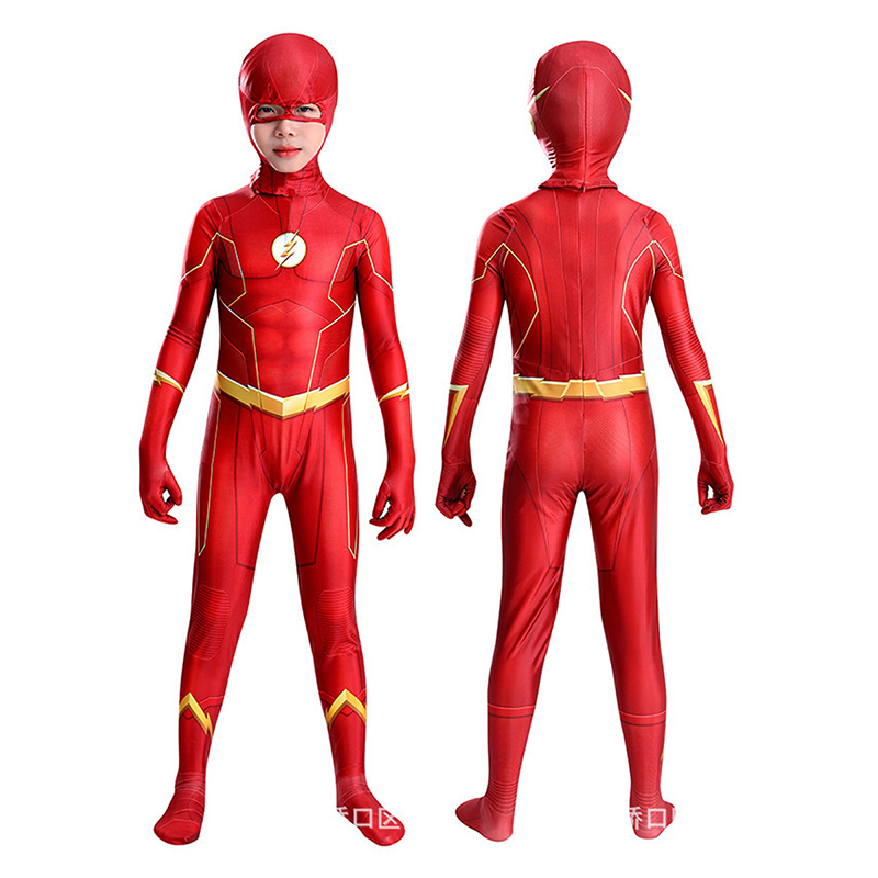 (110cm) DC Superhero The Flash Halloween Fancy Dress Costumes Child Boys Flash Chest Costume